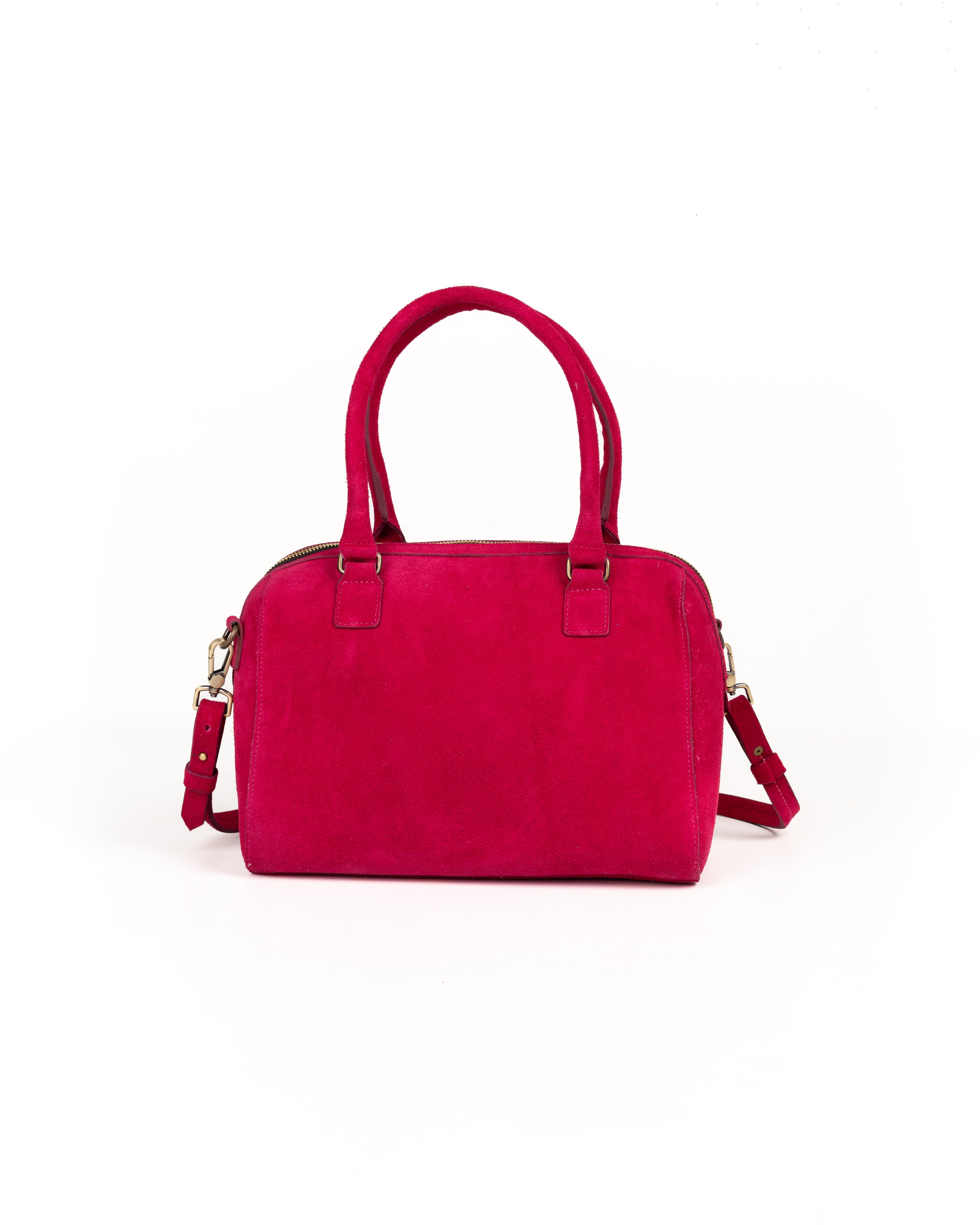 Bolso Bowling Bag Piel Gamuza Fucsia
