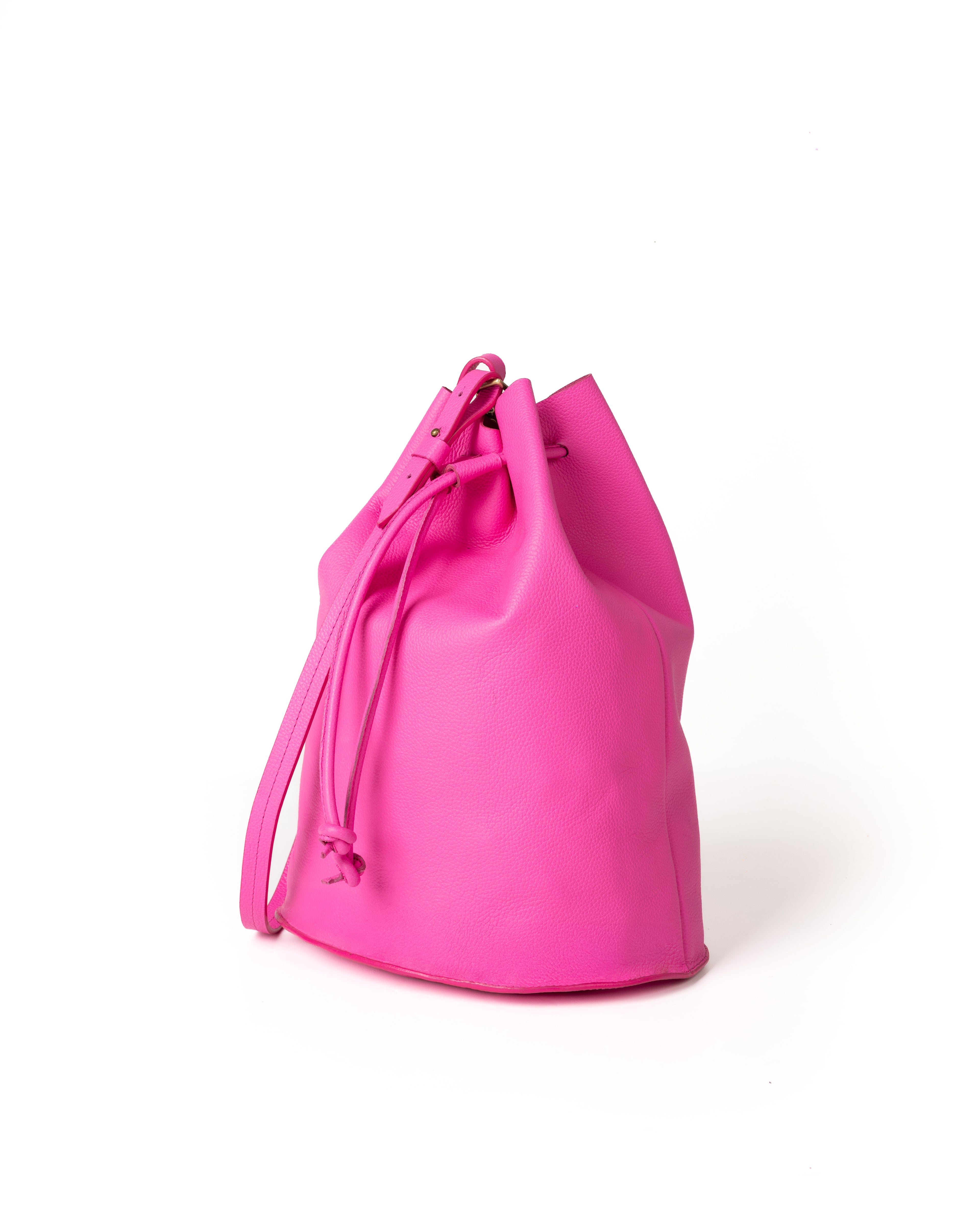 Bolso Bucket Bag Piel Grabada Fucsia