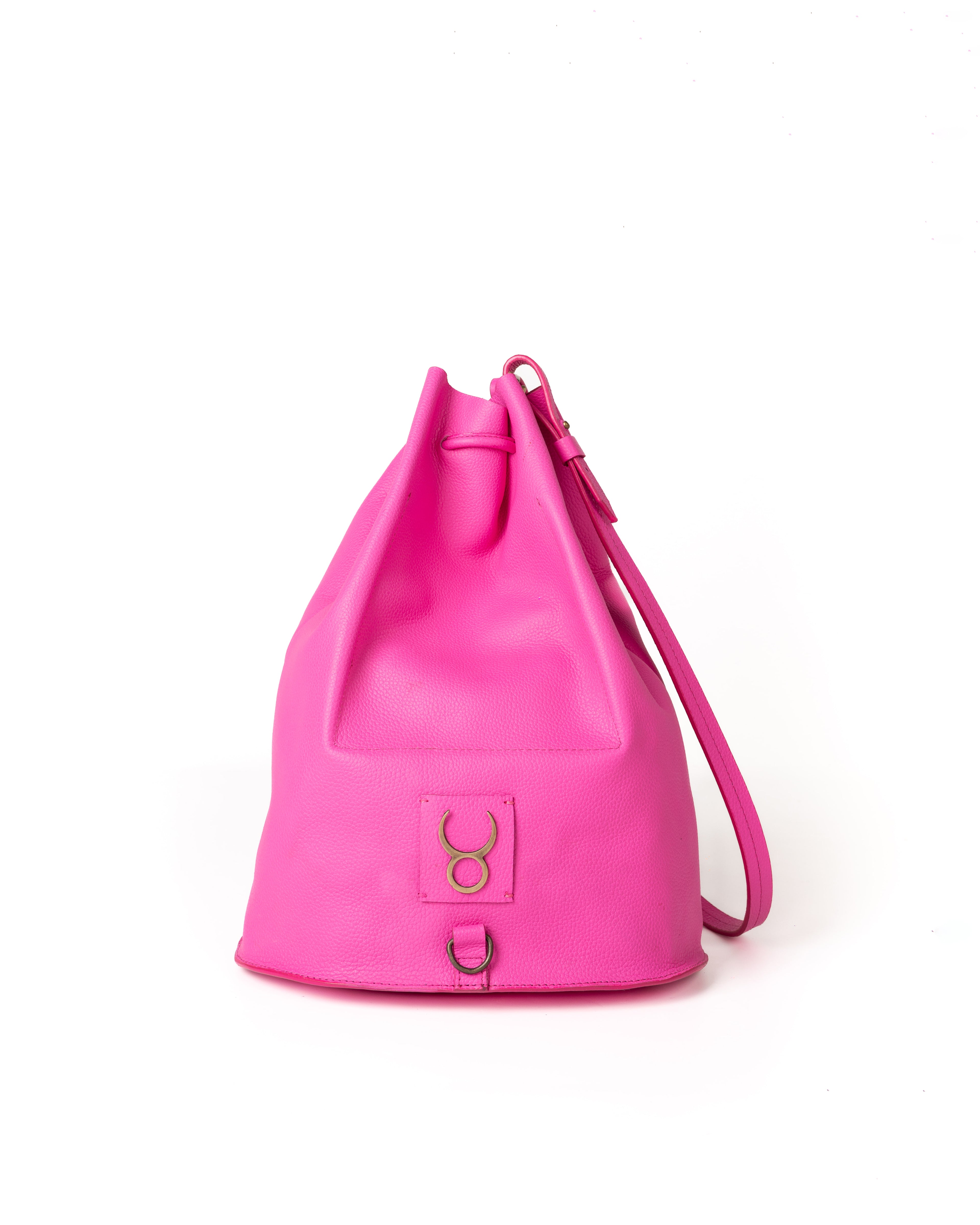 Bolso Bucket Bag Piel Grabada Fucsia