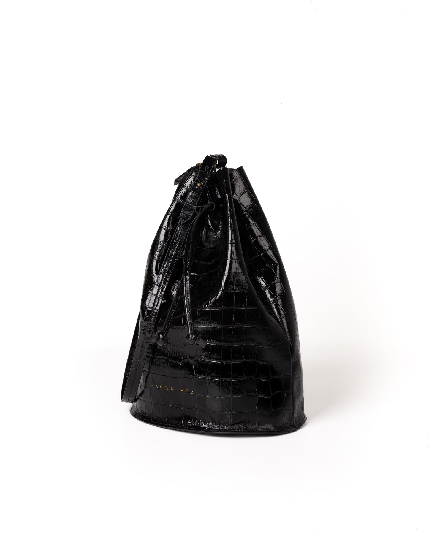 Bolso Bucket Bag Piel Estampado Coco Negro Minimal Edition