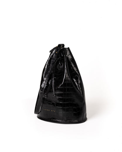 Bolso Bucket Bag Piel Estampado Coco Negro Minimal Edition