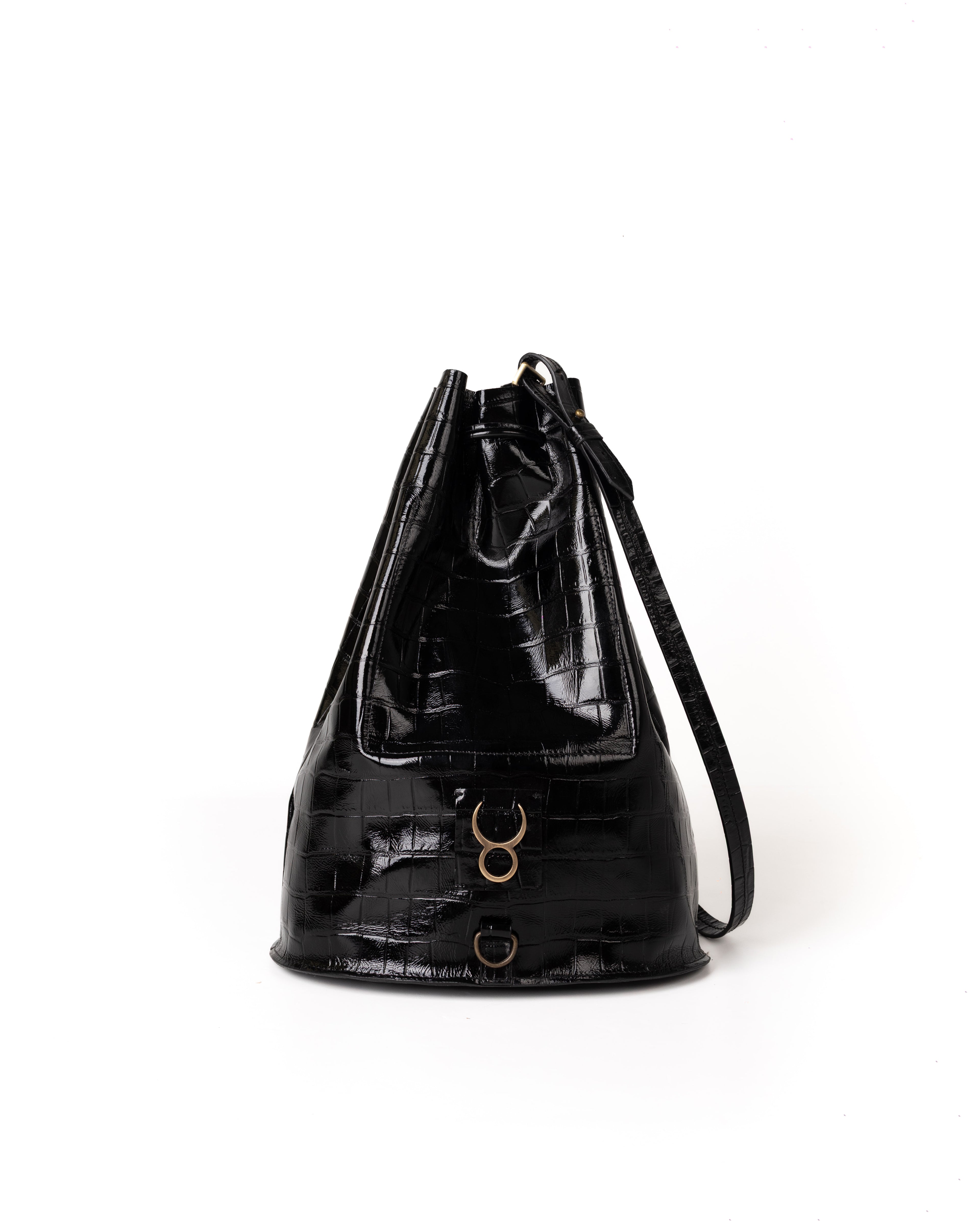 Bolso Bucket Bag Piel Estampado Coco Negro