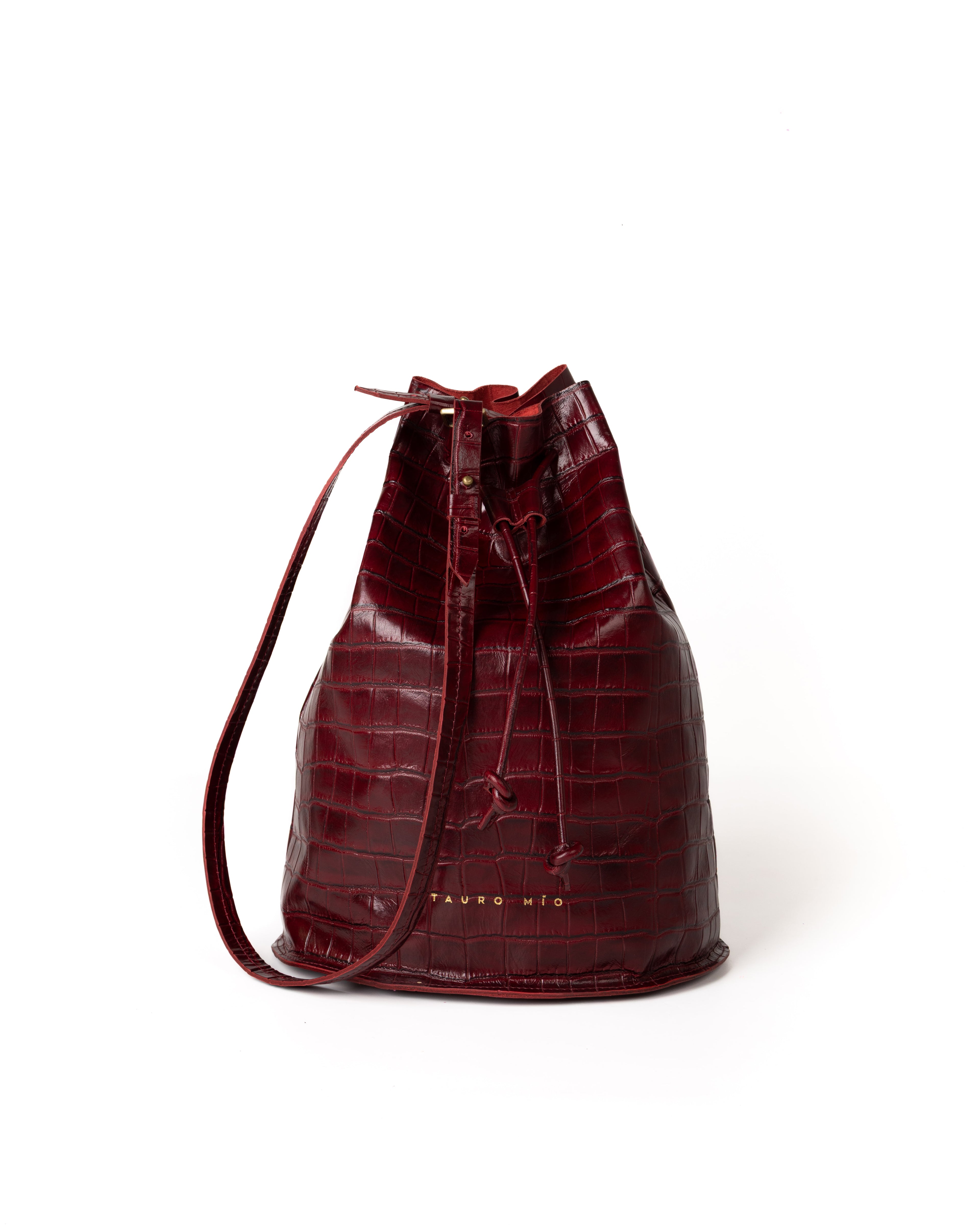 Bolso Bucket Bag Piel Estampado Coco Burdeos