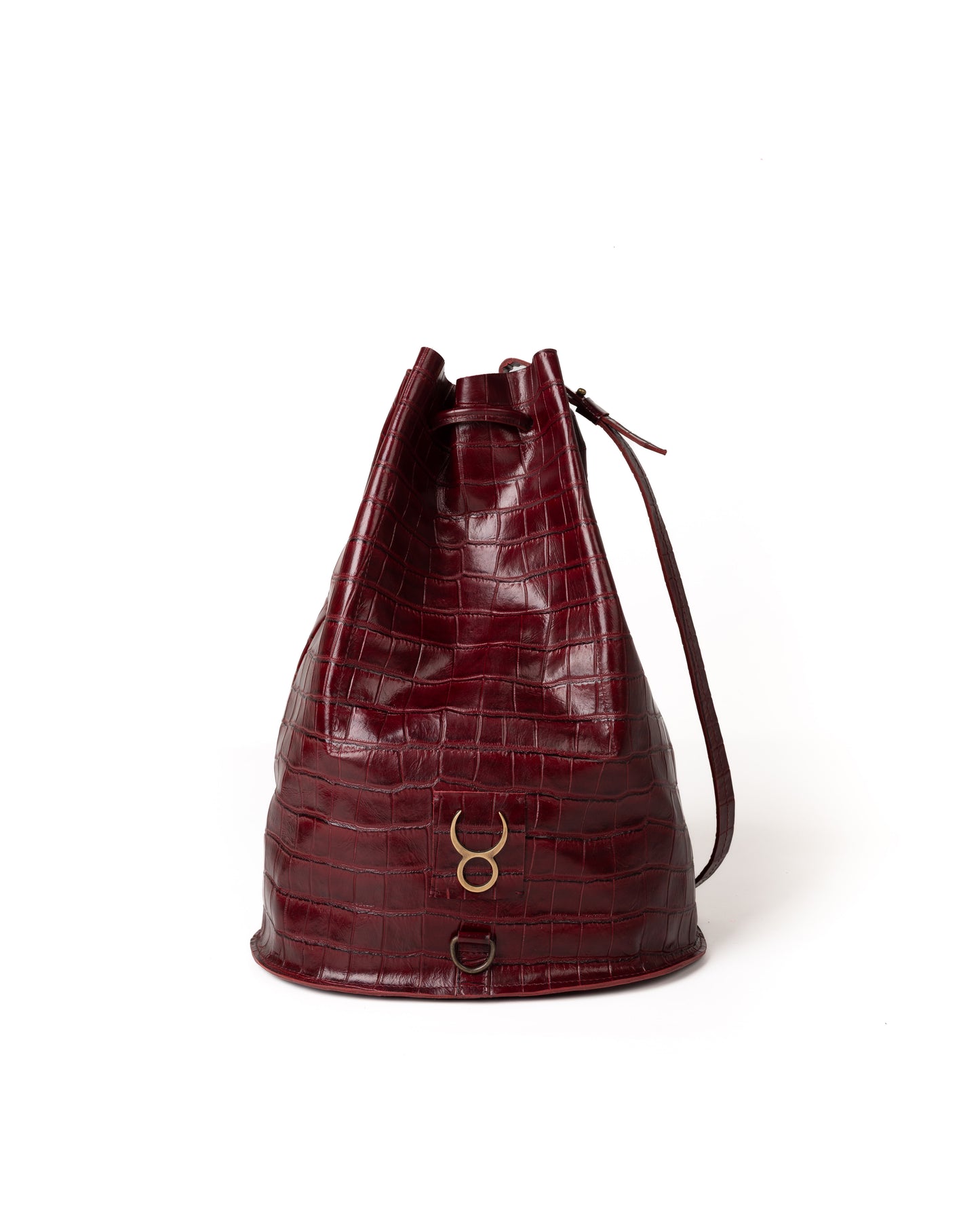 Bolso Bucket Bag Piel Estampado Coco Burdeos Minimal Edition