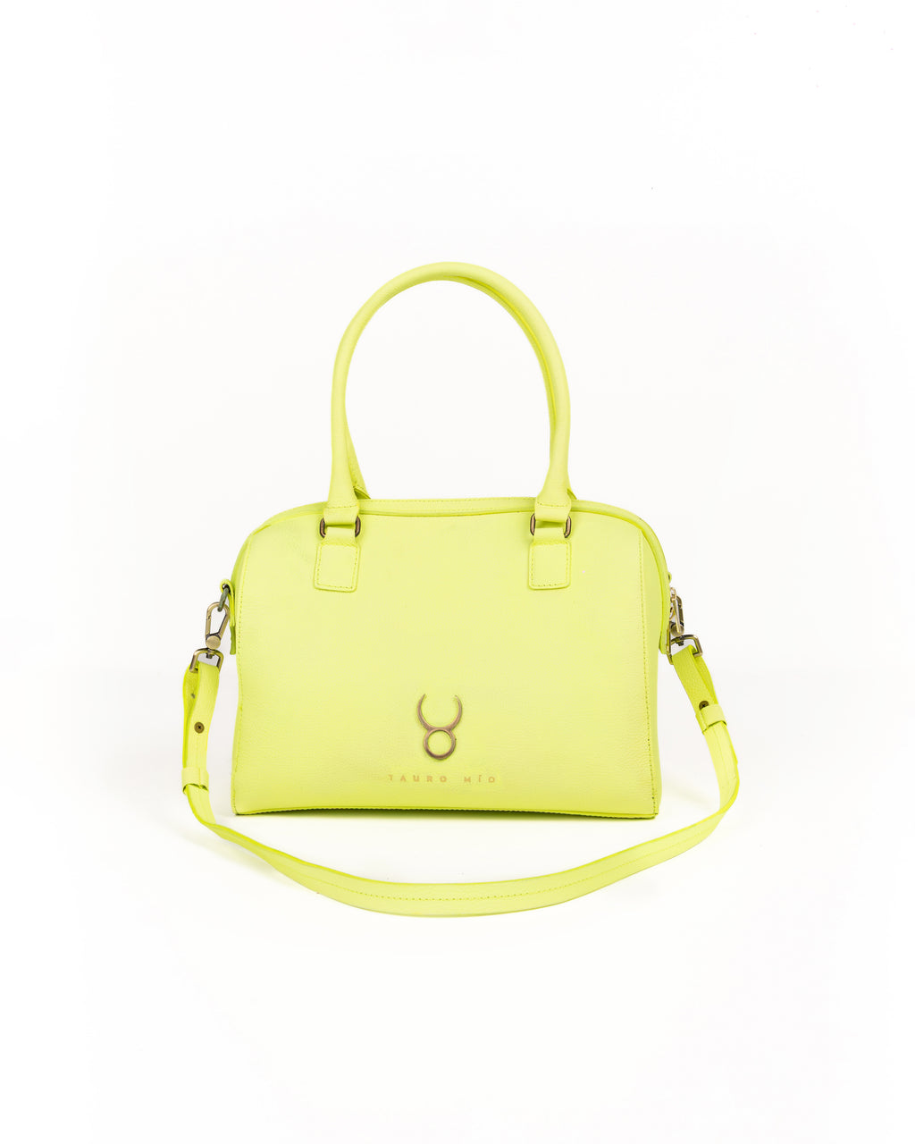 Bolso Bowling Bag Piel Amarillo Neón