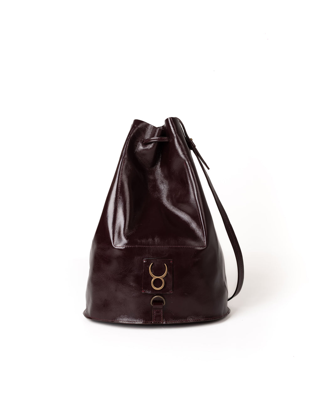 Bolso Bucket Bag Piel Charol Vino