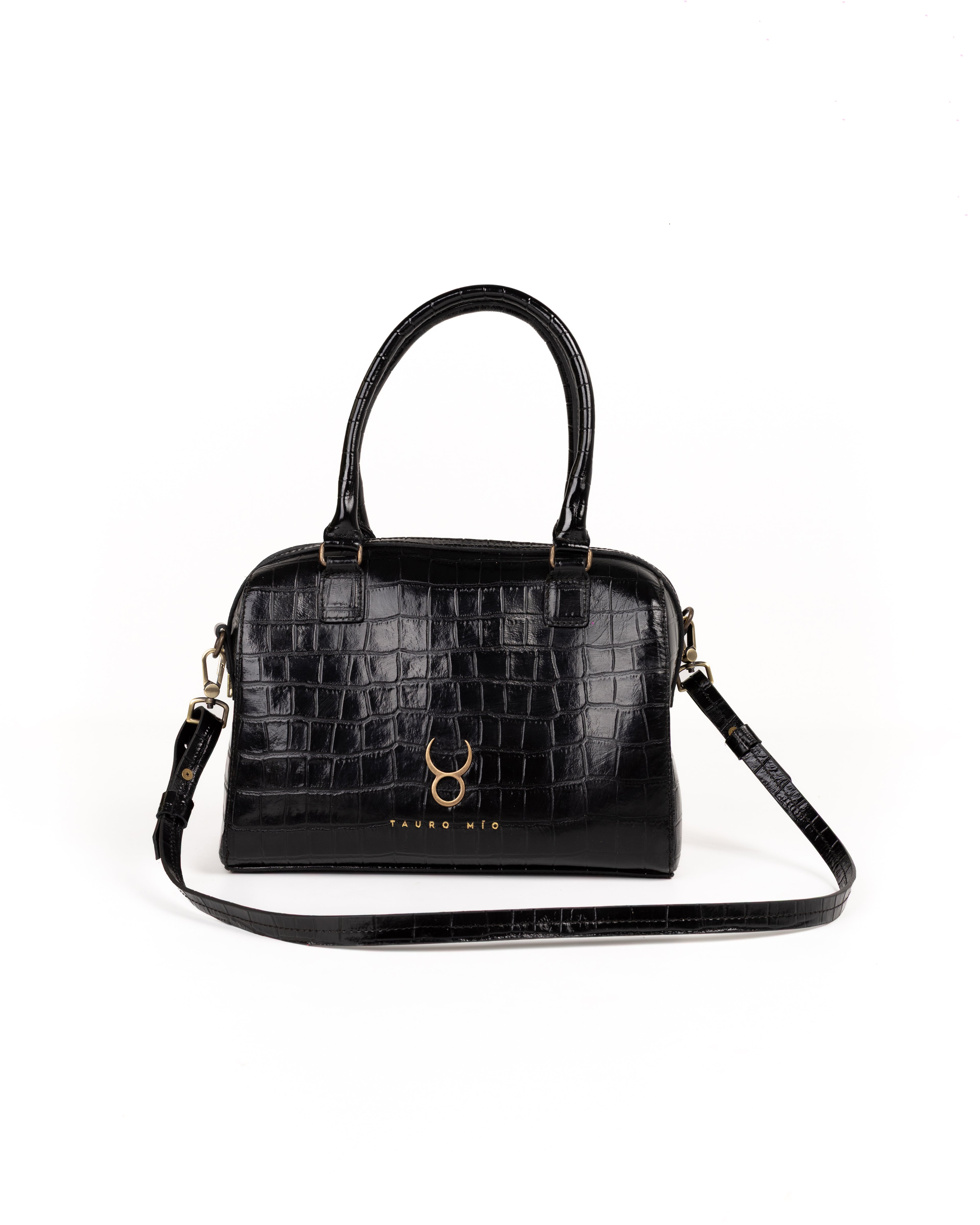 Bolso Bowling Bag Piel Estampado Coco Negro