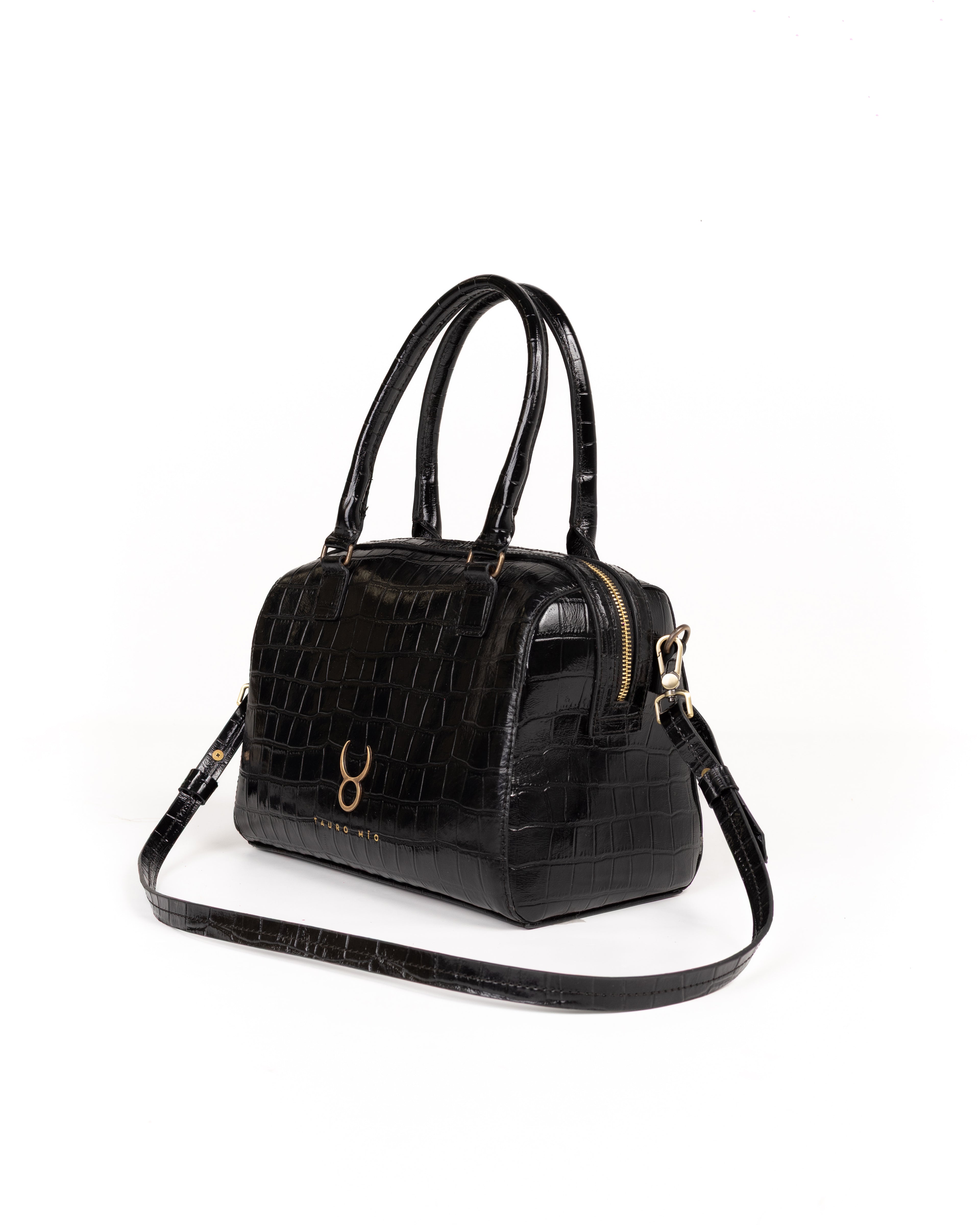 Bolso Bowling Bag Piel Estampado Coco Negro