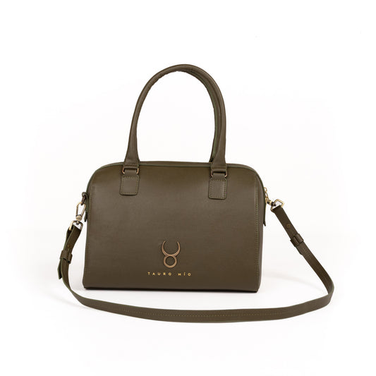 Bolso Bowling Bag Piel Verde Olivo