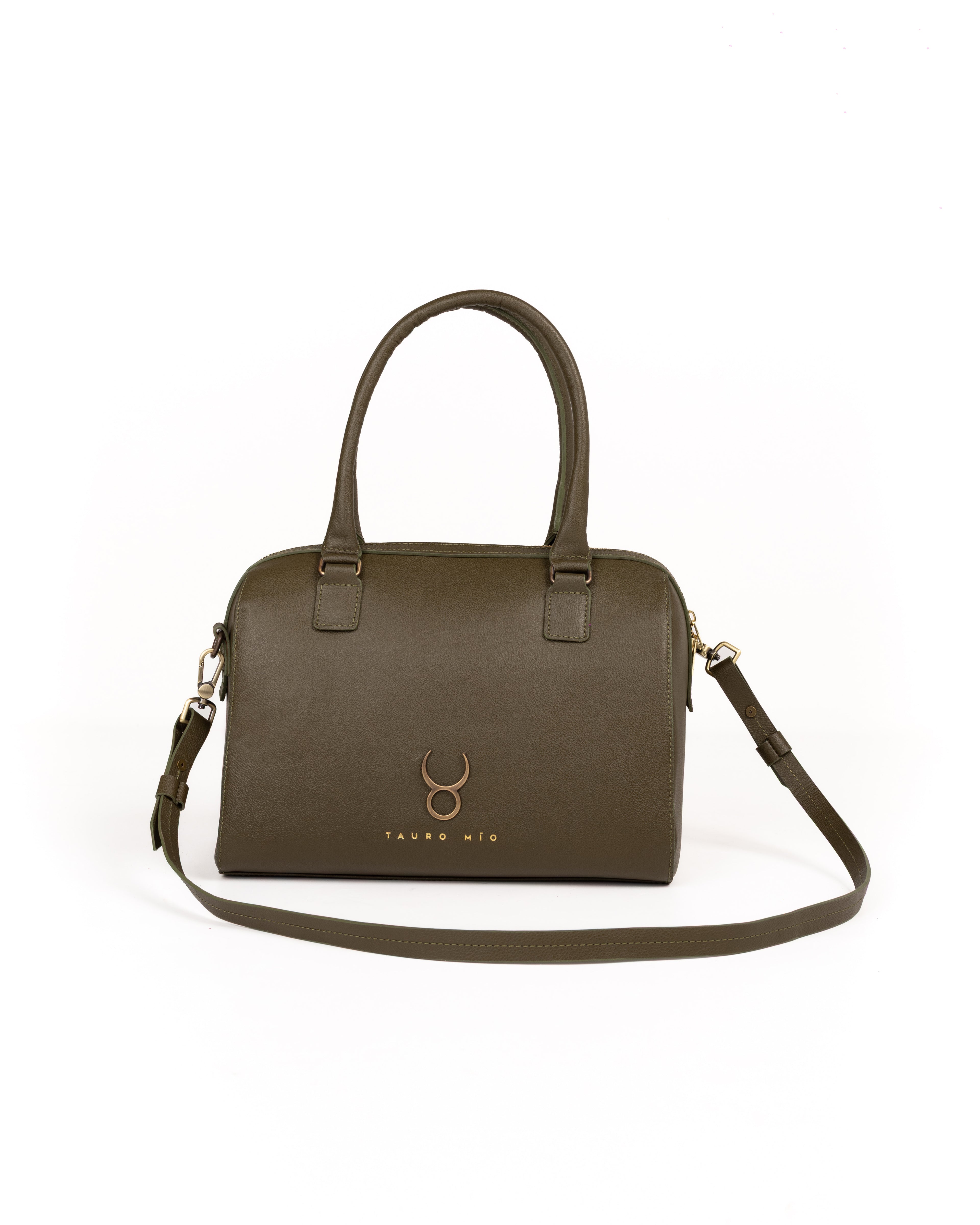 Bolso Bowling Bag Piel Verde Olivo