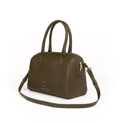 Bolso Bowling Bag Piel Verde Olivo