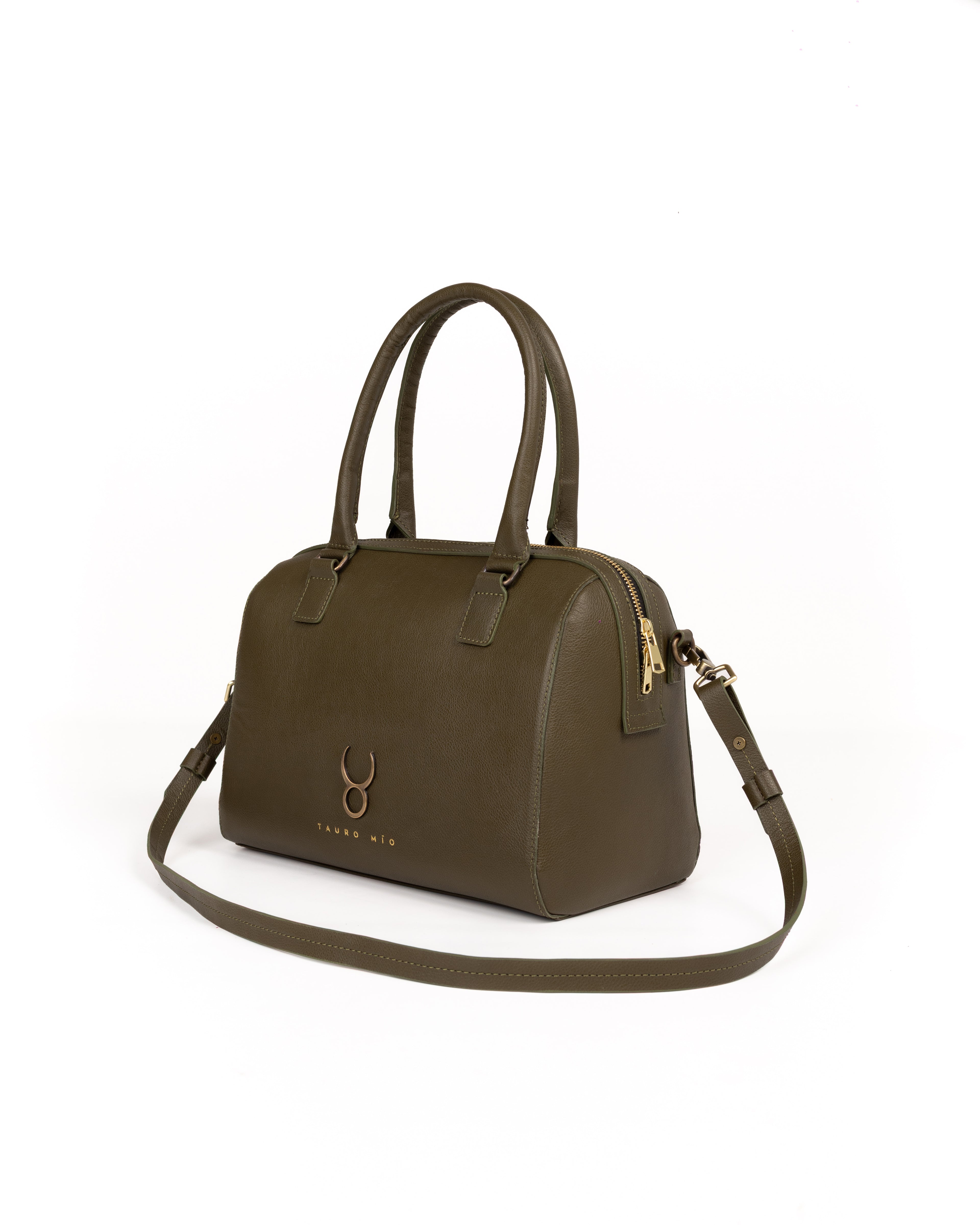 Bolso Bowling Bag Piel Verde Olivo