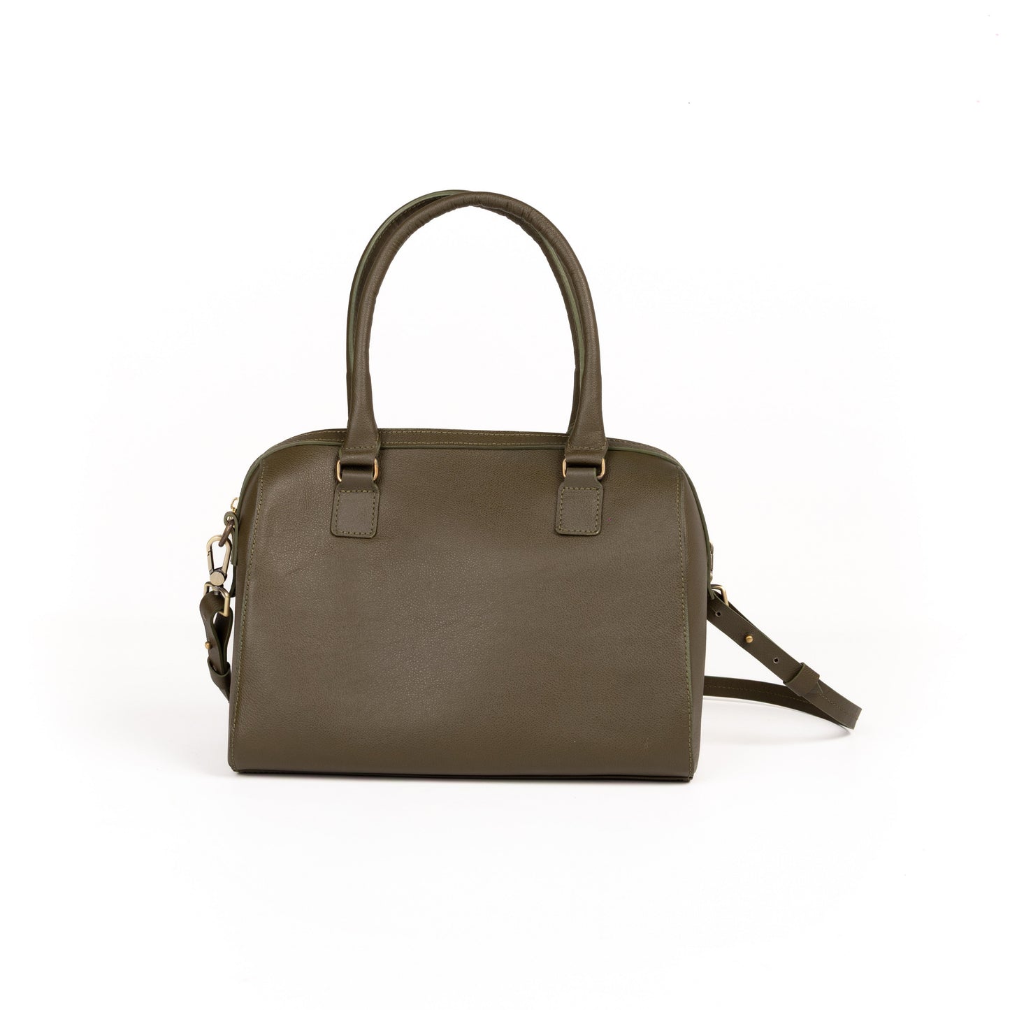 Bolso Bowling Bag Piel Verde Olivo