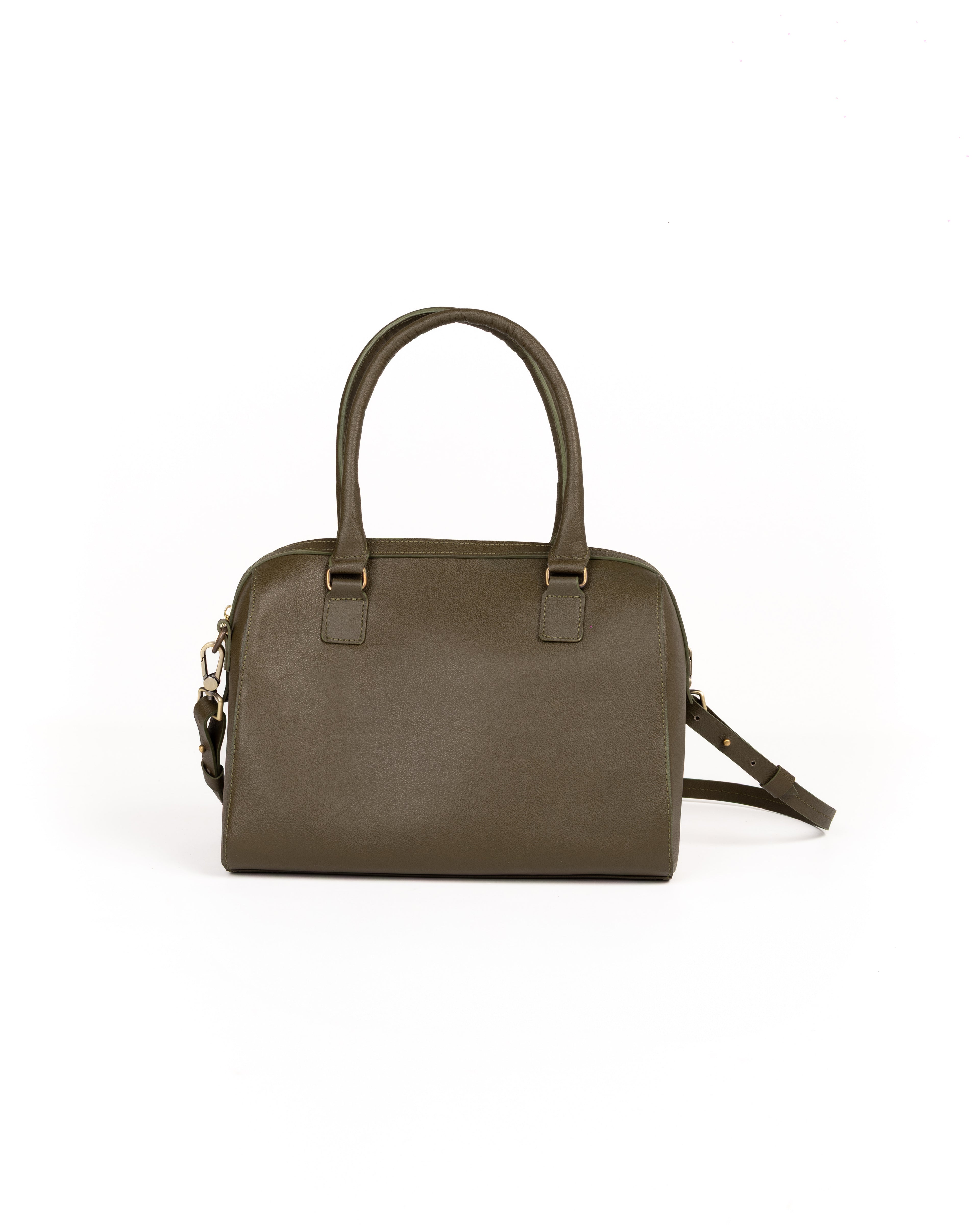 Bolso Bowling Bag Piel Verde Olivo