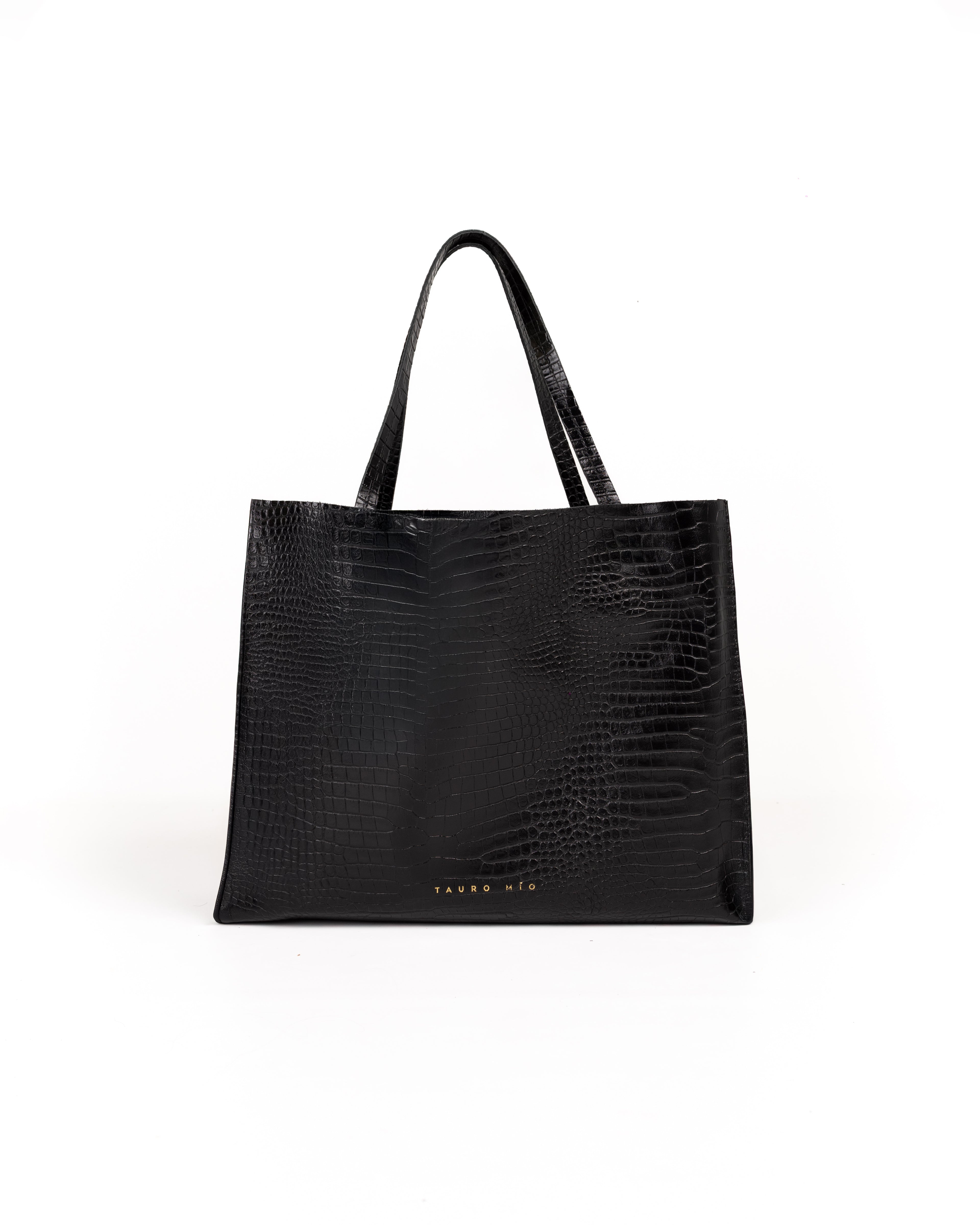 Bolso Rose Tote Piel Estampado Aligator Negro