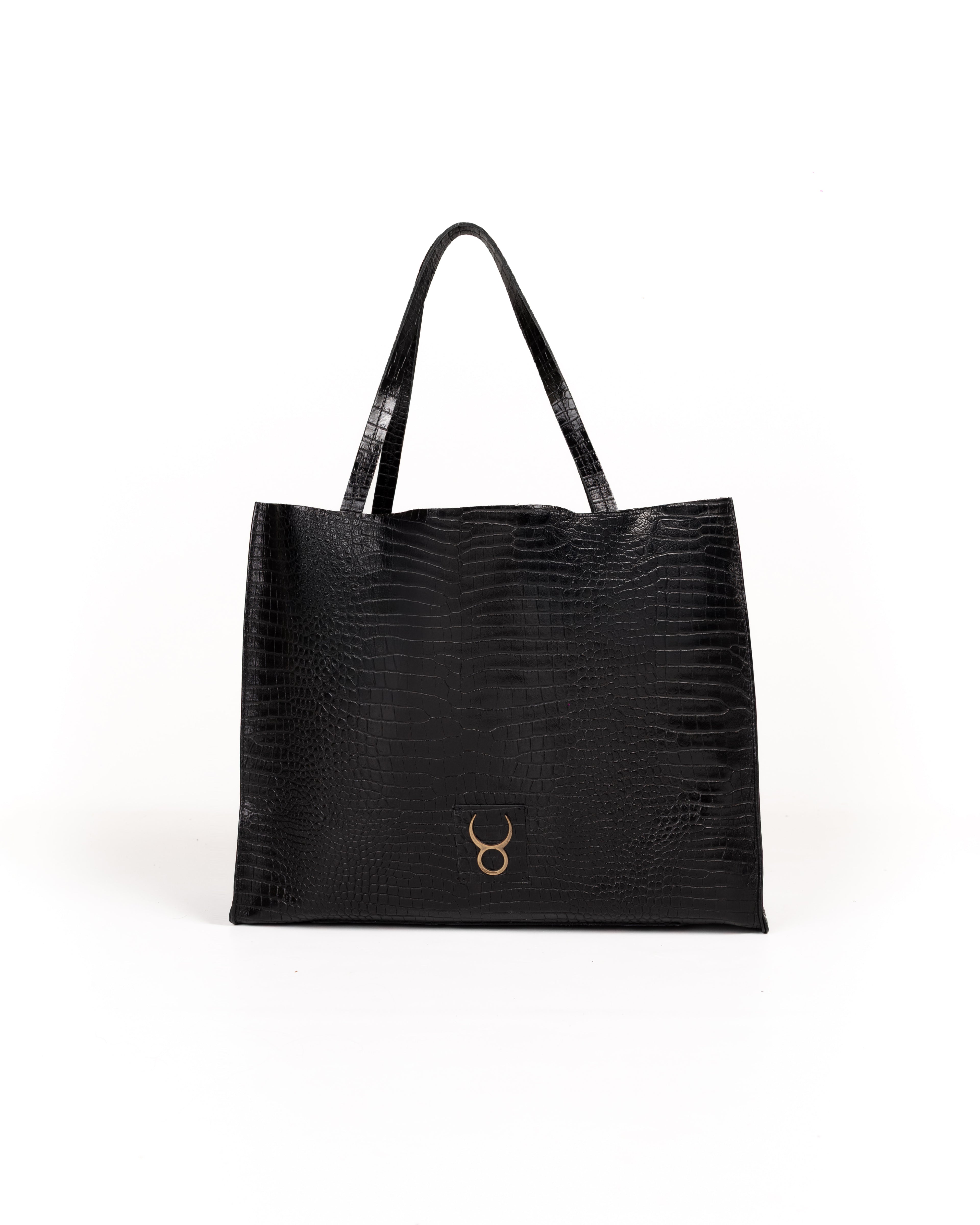 Bolso Rose Tote Piel Estampado Aligator Negro