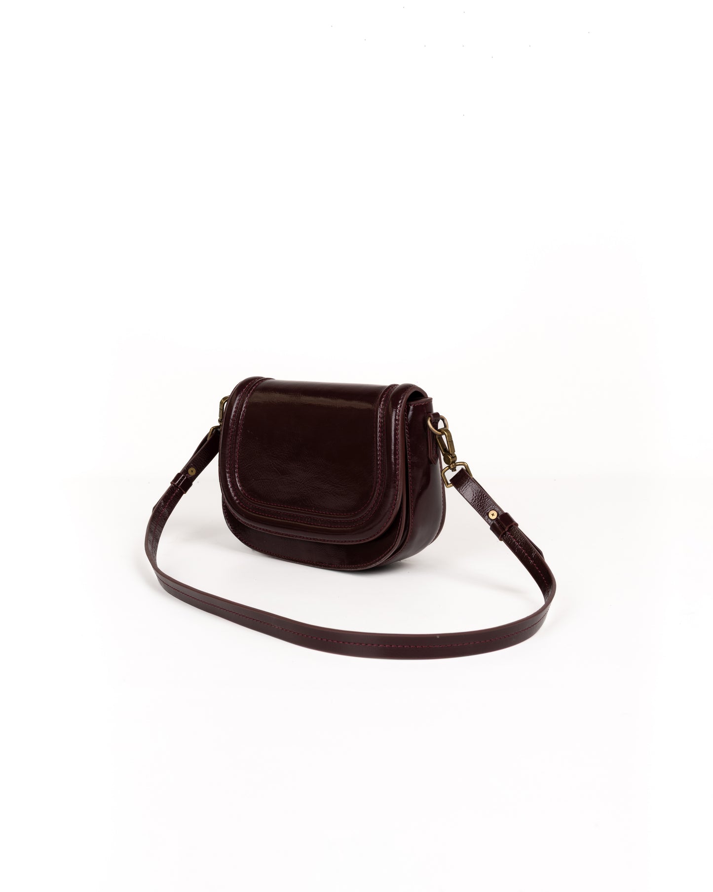 Crossbody Piel Charol Vino
