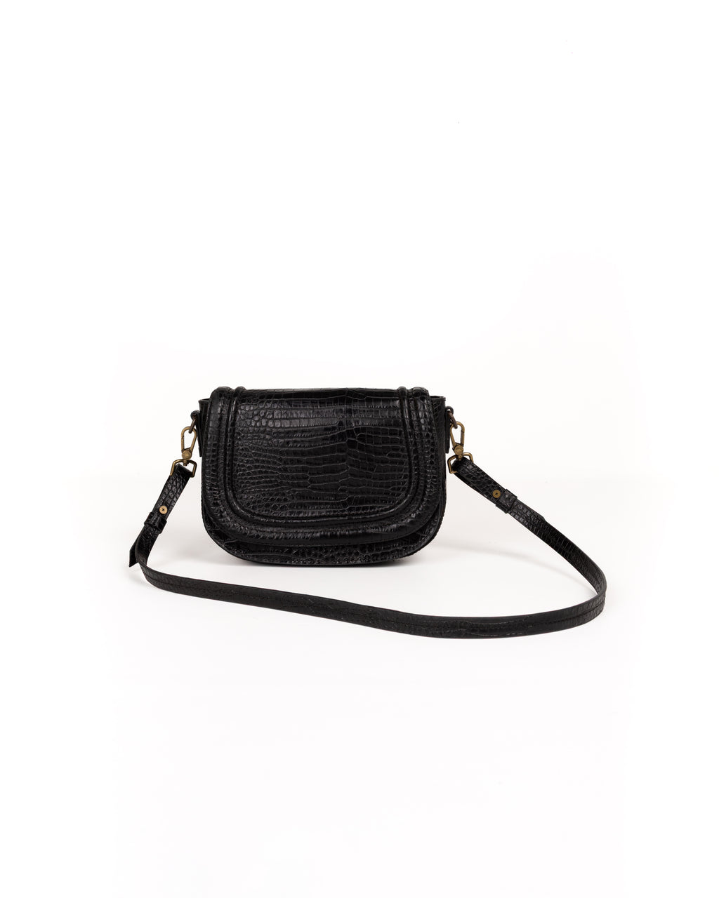 Jessie Crossbody Piel Estampado Aligator Negro