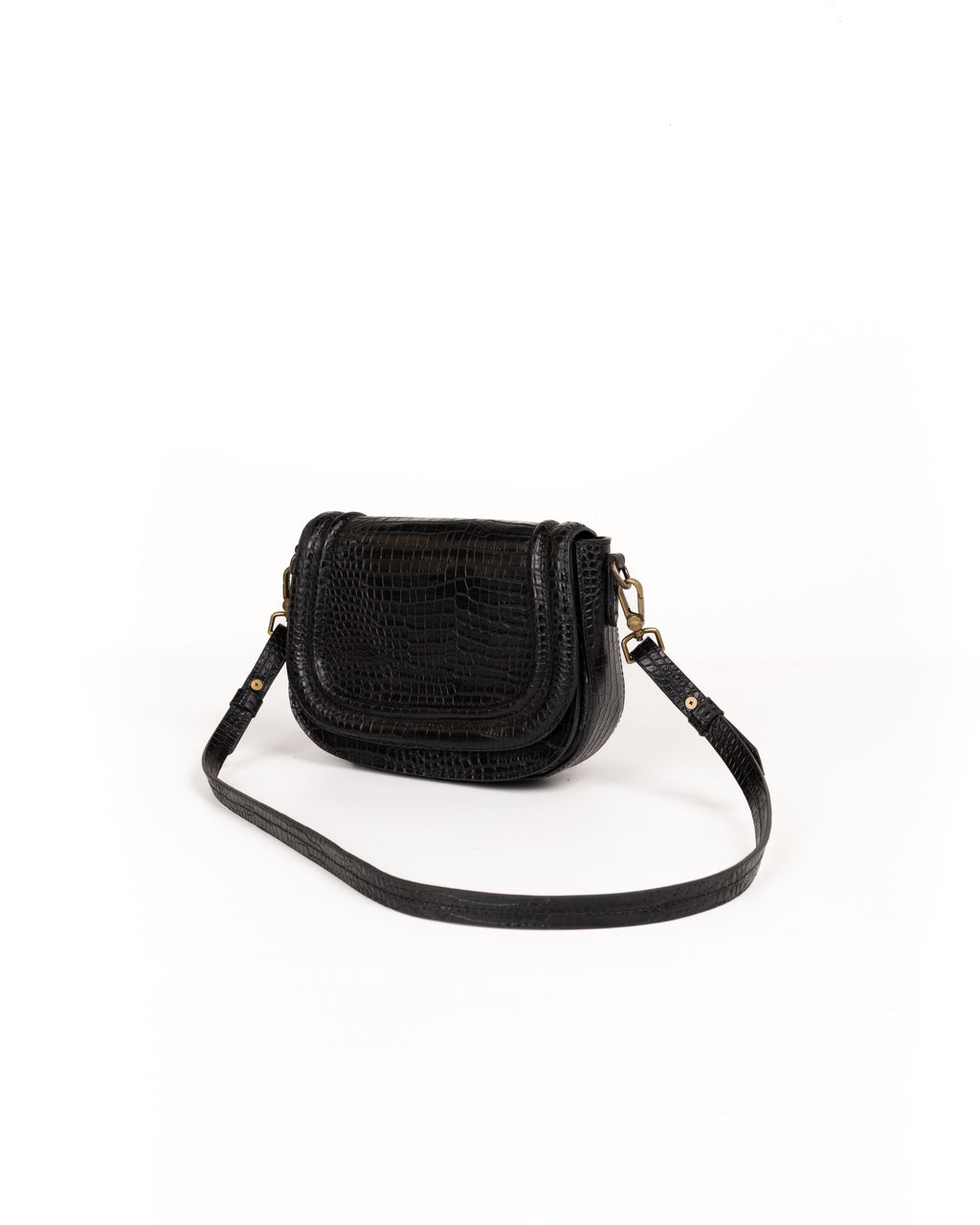 Jessie Crossbody Piel Estampado Aligator Negro