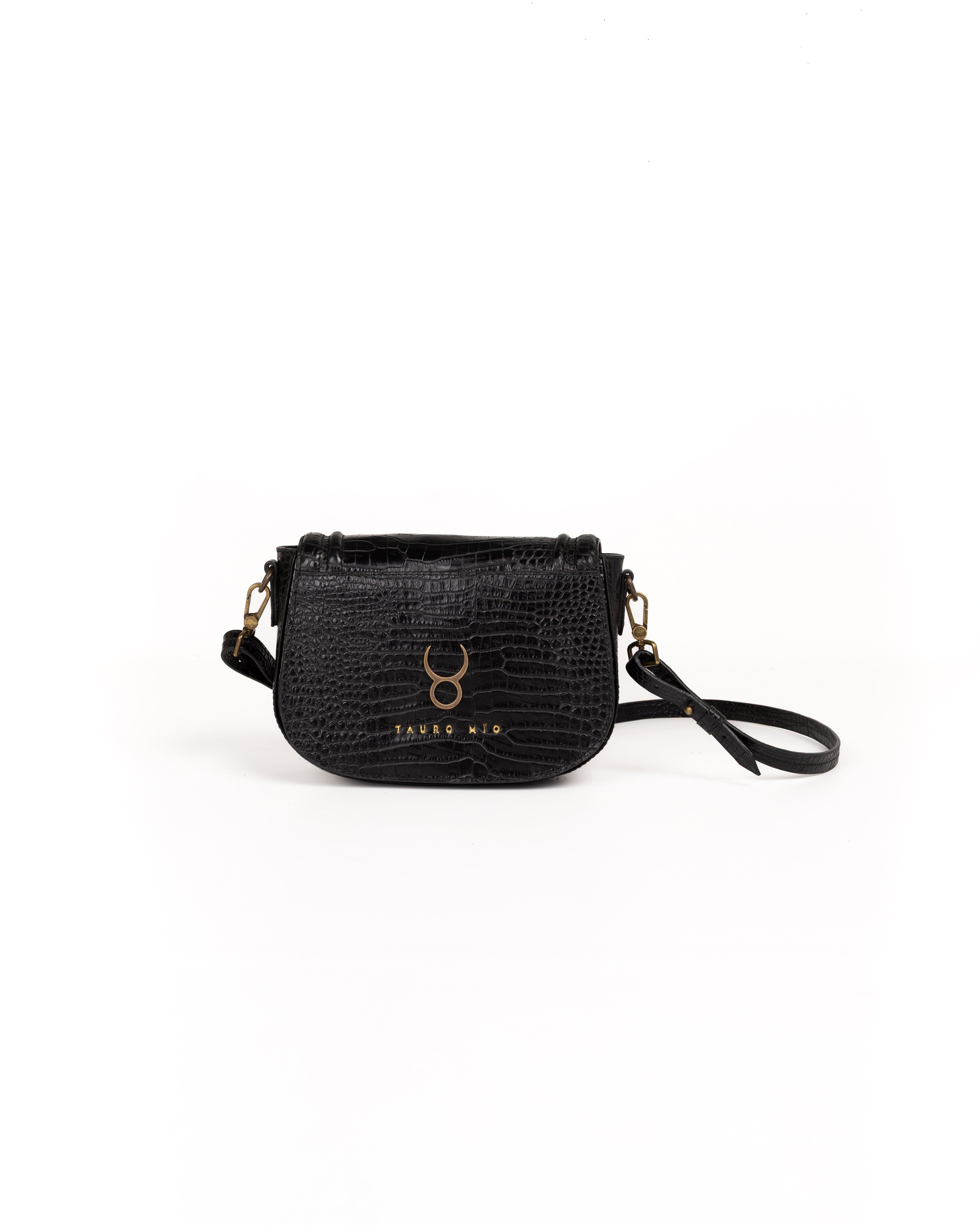 Jessie Crossbody Piel Estampado Aligator Negro