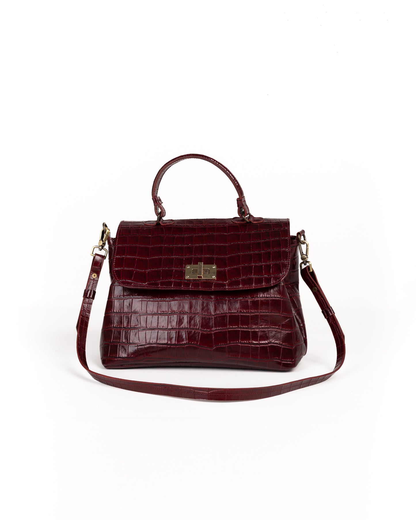 Bolso Doctor Bag Piel Estampado Coco Burdeos