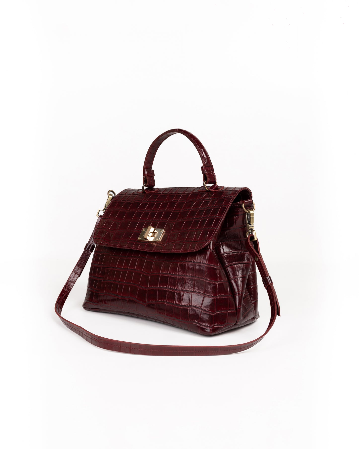 Bolso Doctor Bag Piel Estampado Coco Burdeos