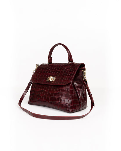 Bolso Doctor Bag Piel Estampado Coco Burdeos