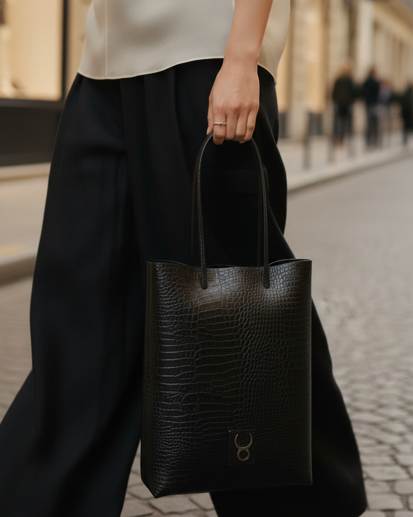 Aligator Negro — Close up bolsa