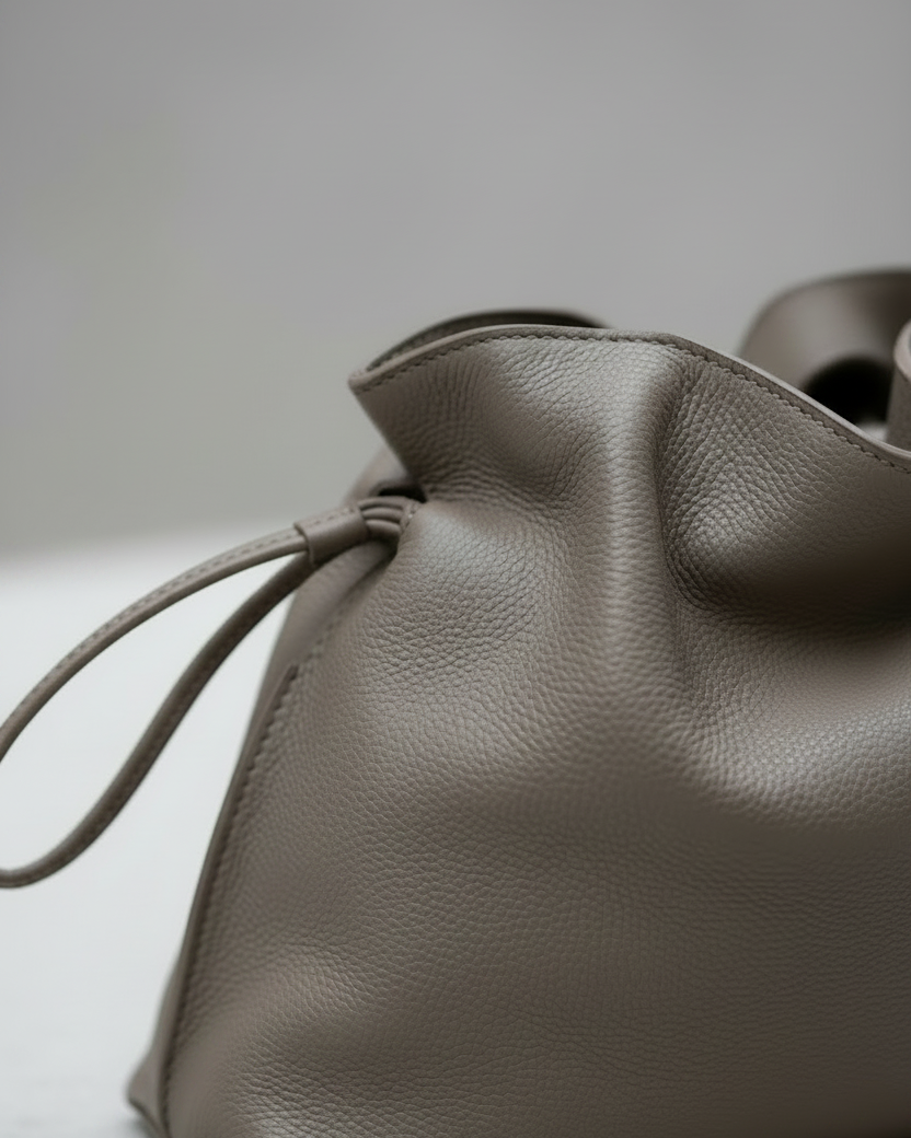 Antonia Slouchy Taupe — Close up luz corregida