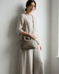 Antonia Slouchy Leather Taupe Women's Bag TAUROMIO