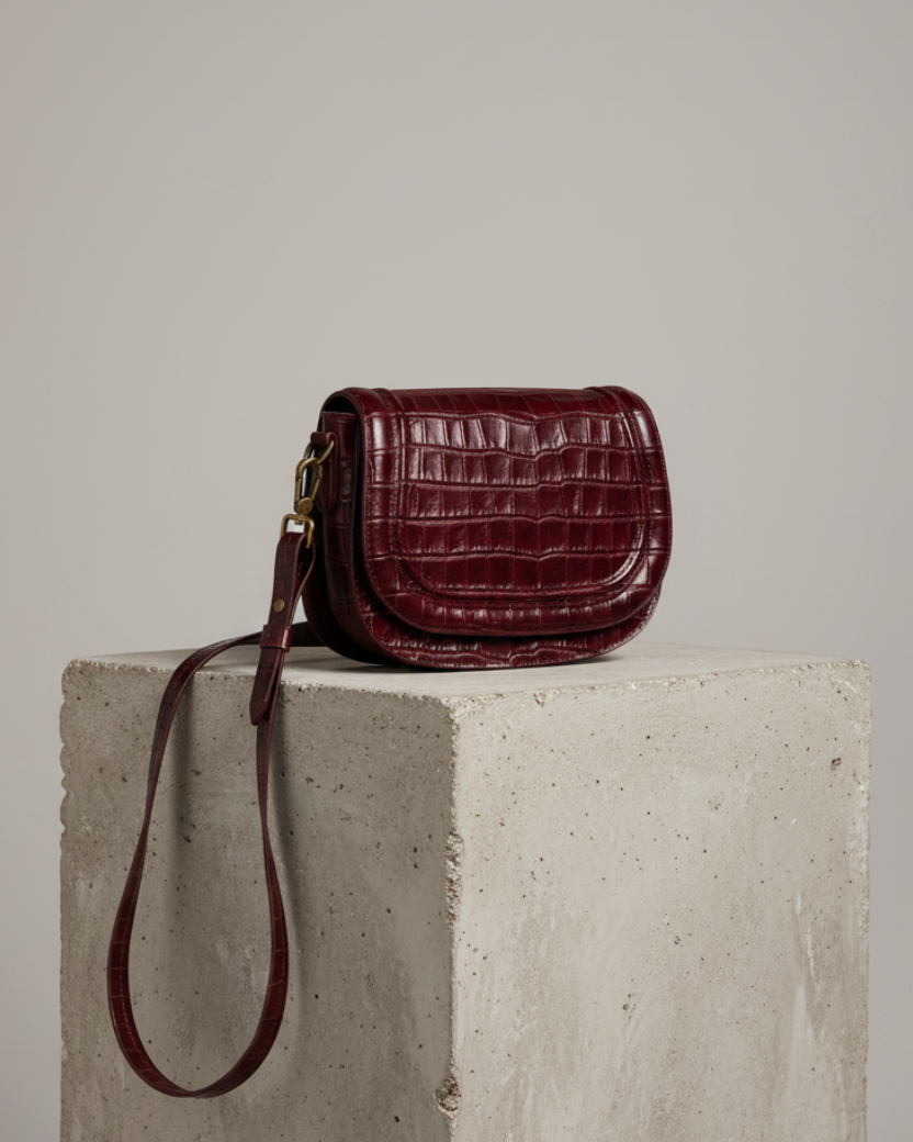 Bolsa borgoña croco pedestal cemento