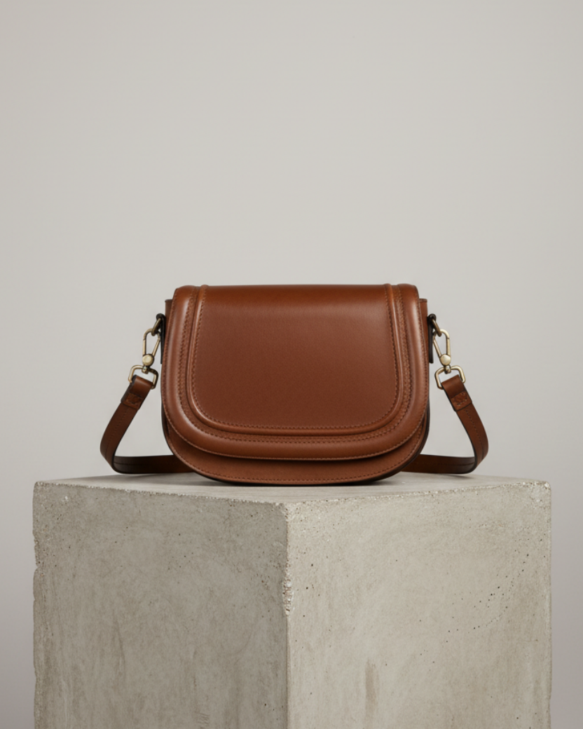 Bolsa café caoba pedestal cemento correa corta