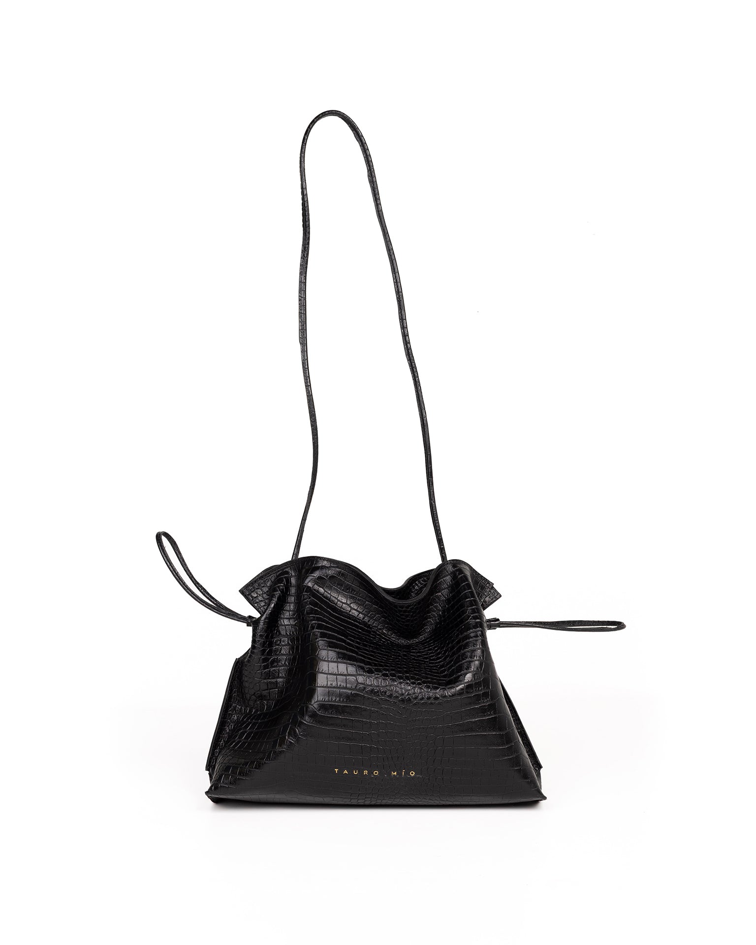 Bolso Antonia Slouchy Piel Estampado Aligator Negro