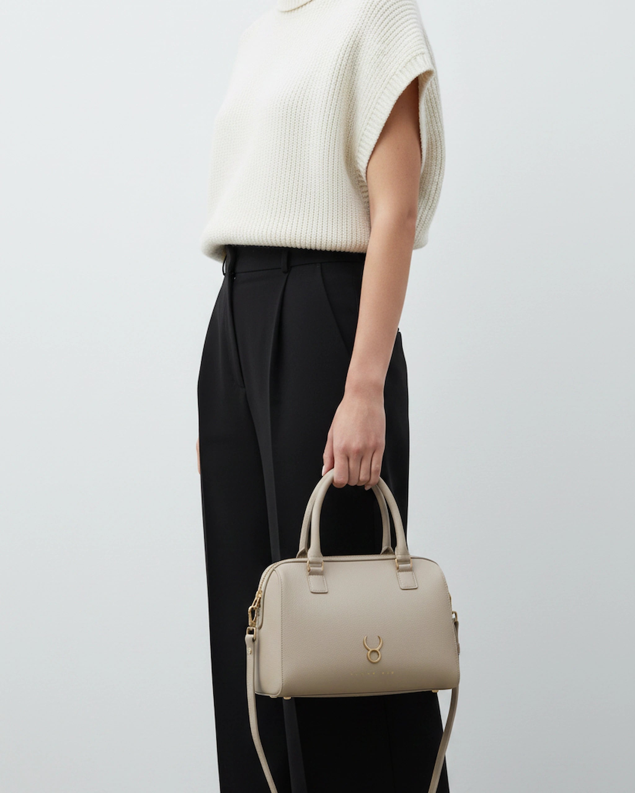 Women's Ecru Leather Bowling Bag TAUROMIO