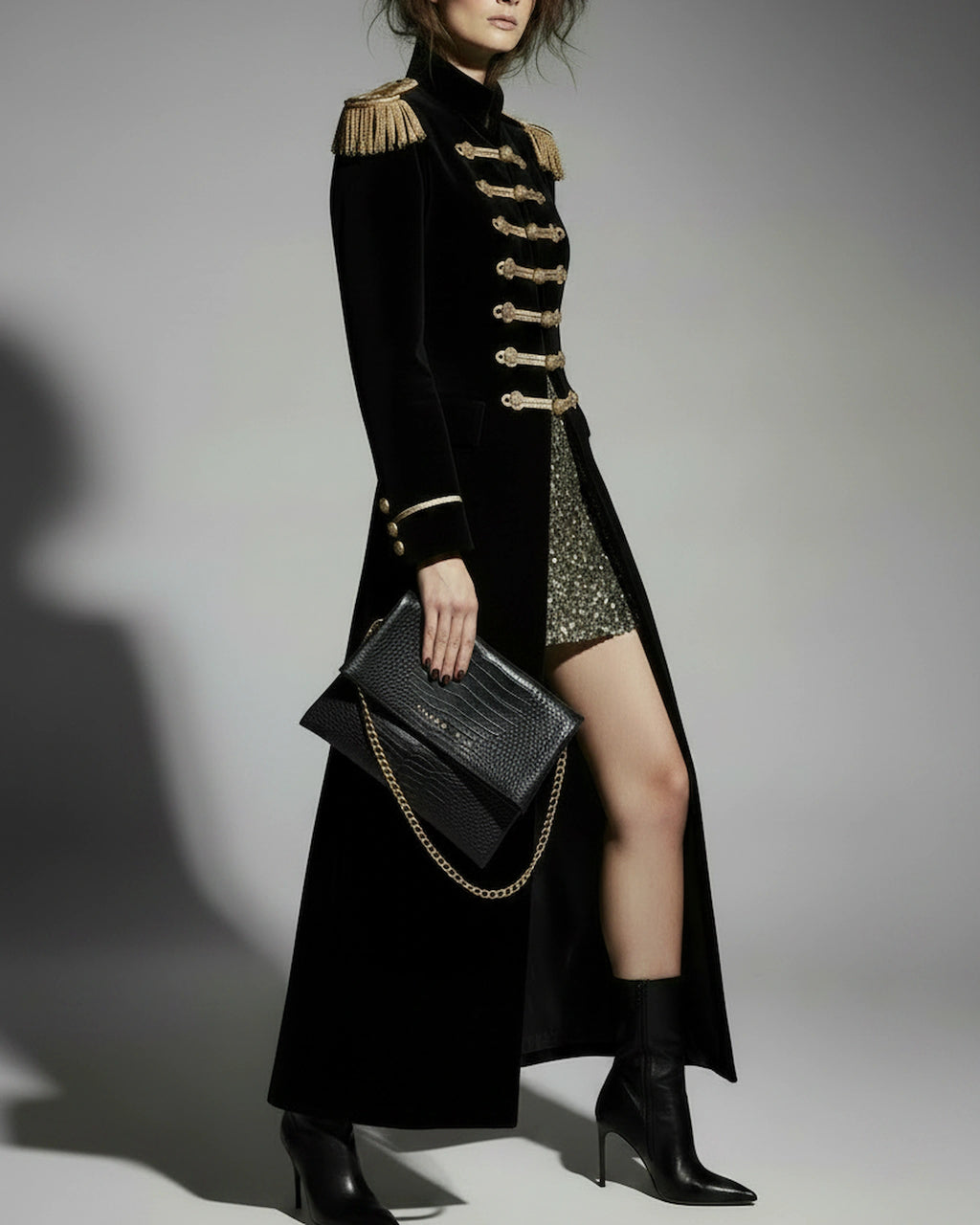 Bolso Coco Clutch Piel Estampado Aligator Negro TAUROMIO