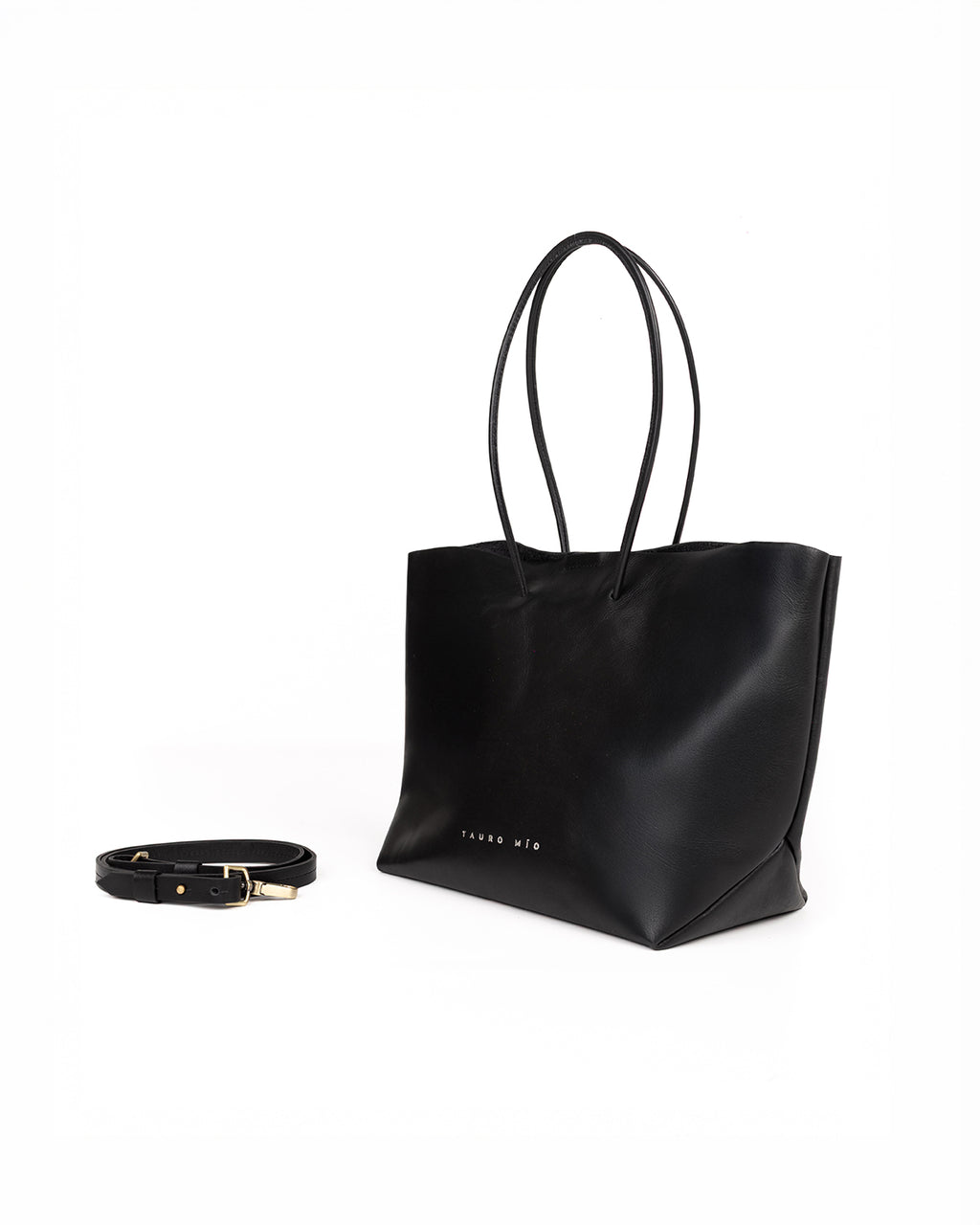Bolso Half Tote Piel Mate Negro