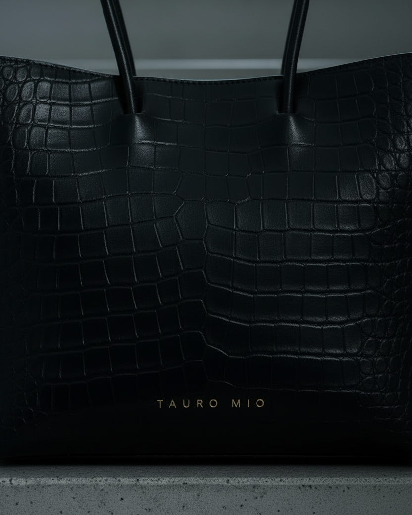 Half Tote Aligator Negro — Close up detalle