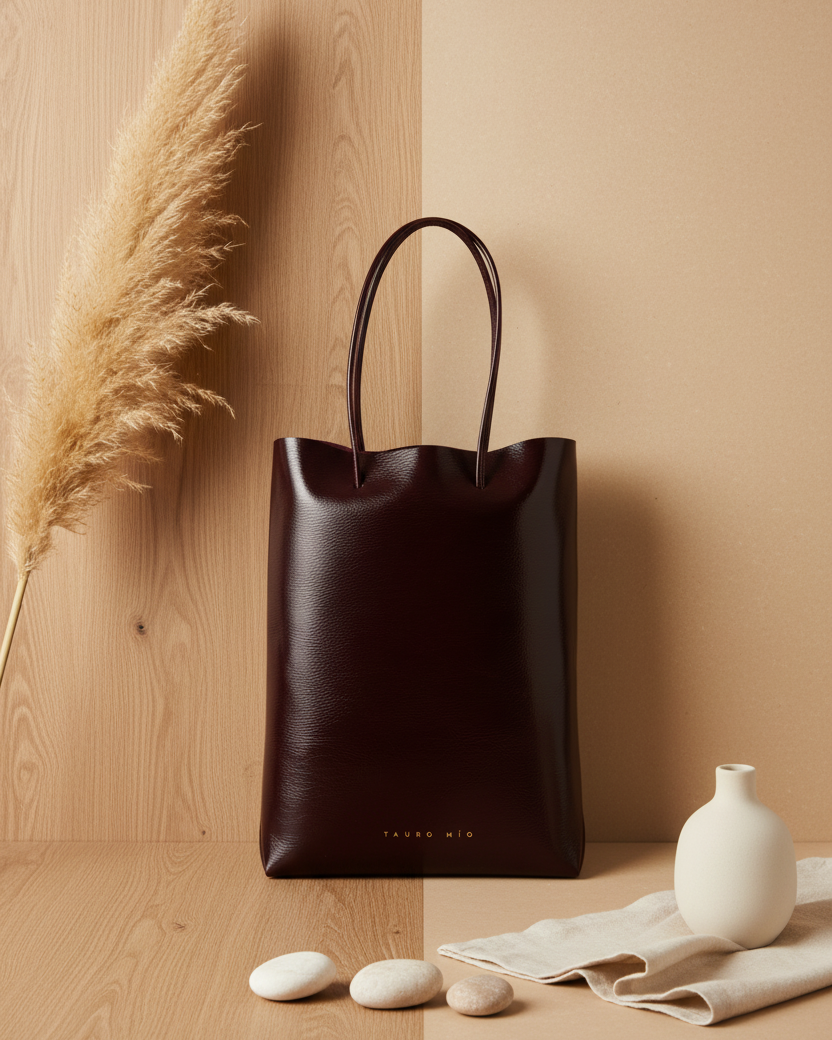 Square Bag Charol Vino - Flat Lay