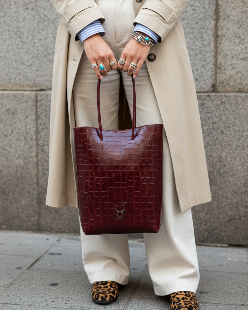 Square Bag Coco Burdeos - Editorial Lifestyle Trench Leopard