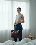 TAUROMIO Women's Wine Patent Leather Half Tote Bag