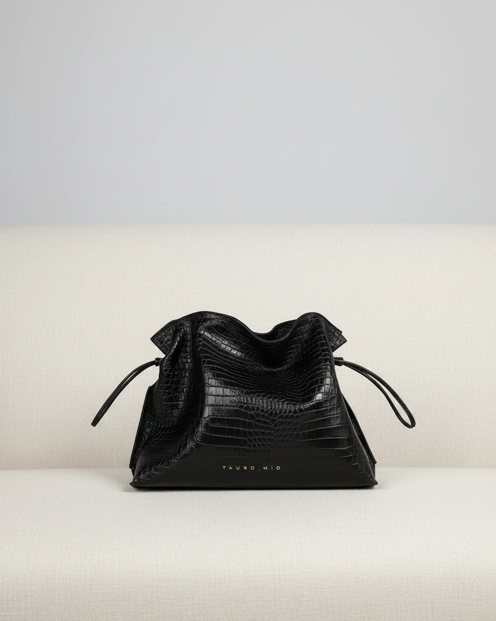 Bolso Antonia Slouchy Piel Estampado Aligator Negro TAUROMIO