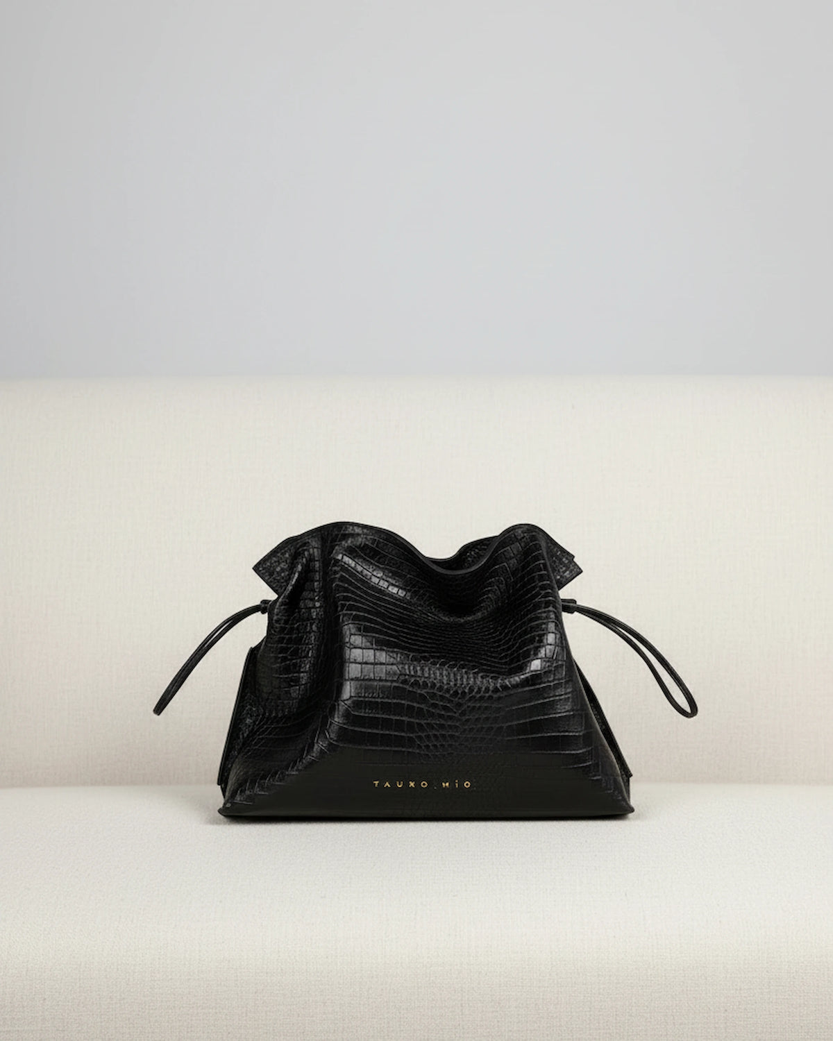 Antonia Slouchy Alligator Print Leather Bag Black Woman TAUROMIO