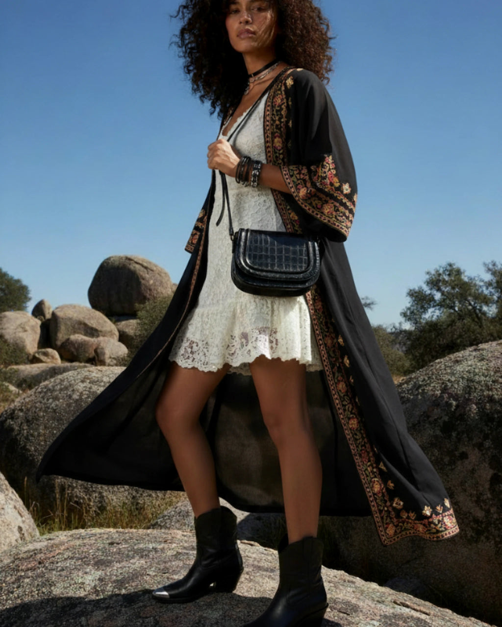 Bolso Jessie Crossbody Piel Estampado Coco Negro TAUROMIO