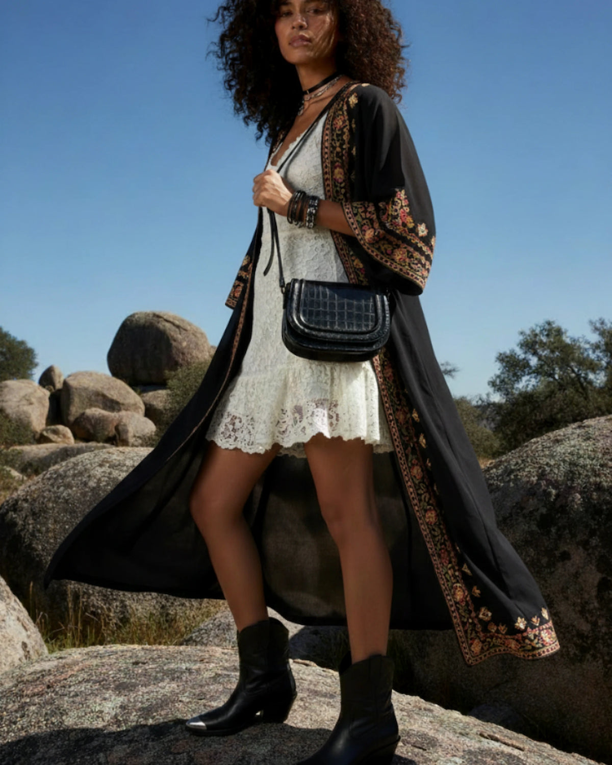 Bolso Jessie Crossbody Piel Estampado Coco Negro TAUROMIO