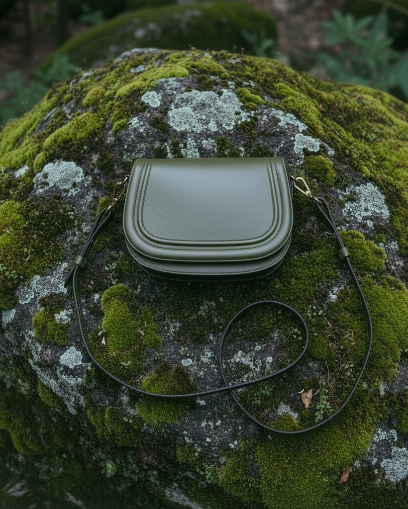 Jessie Crossbody Verde Olivo - Flat Lay correa ajustada