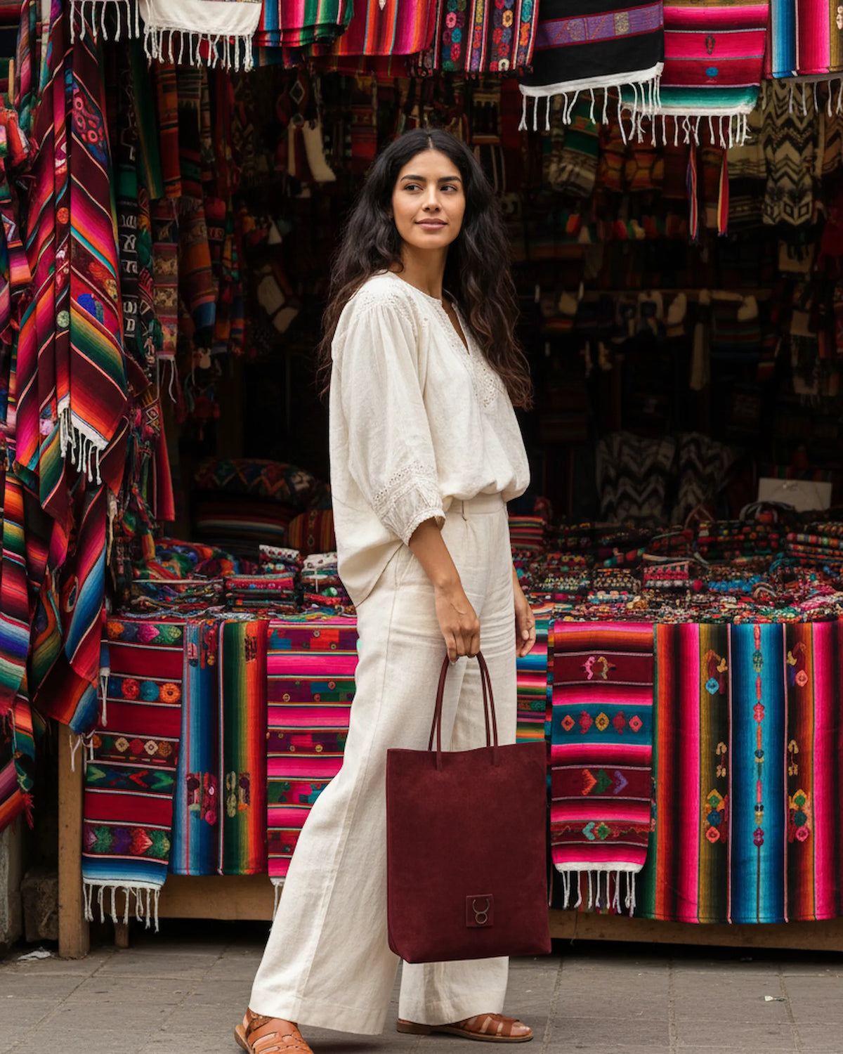 Bolso Square Bag Piel Gamuza Burdeos TAUROMIO
