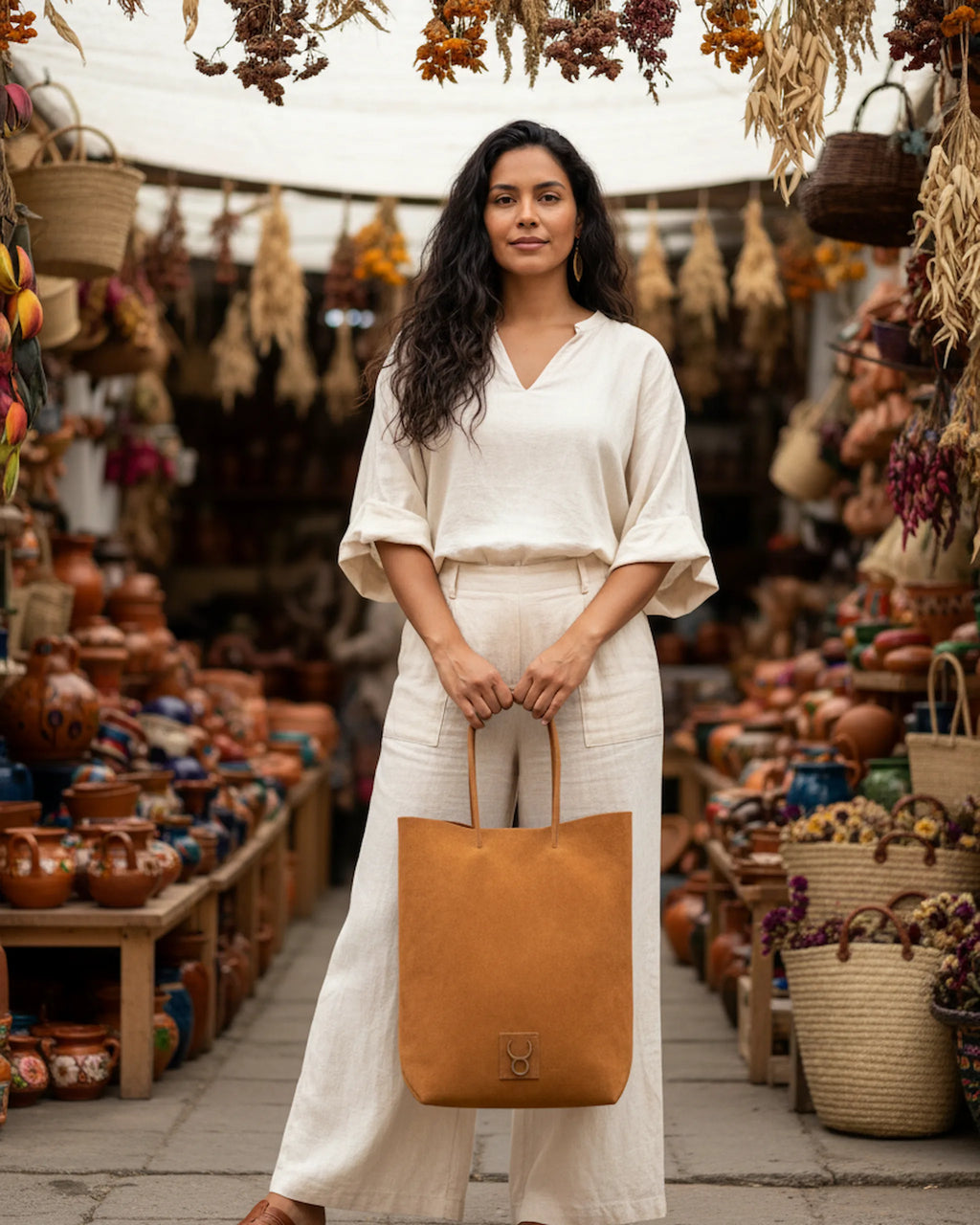 Bolso Square Bag Piel Gamuza Ocre TAUROMIO