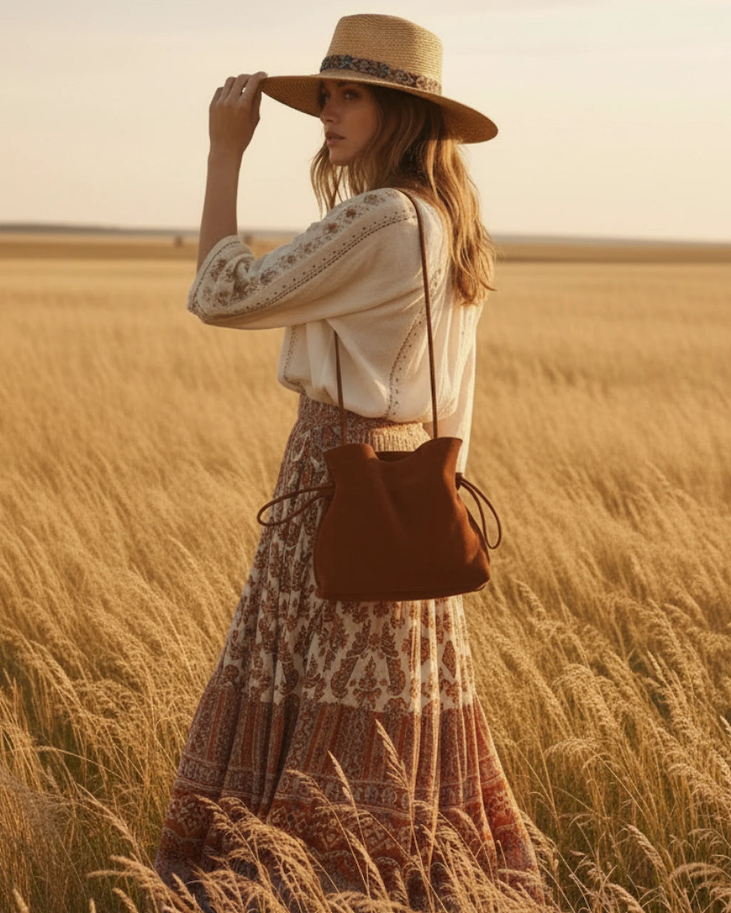 Bolso Antonia Slouchy Piel Gamuza Terracota TAUROMIO