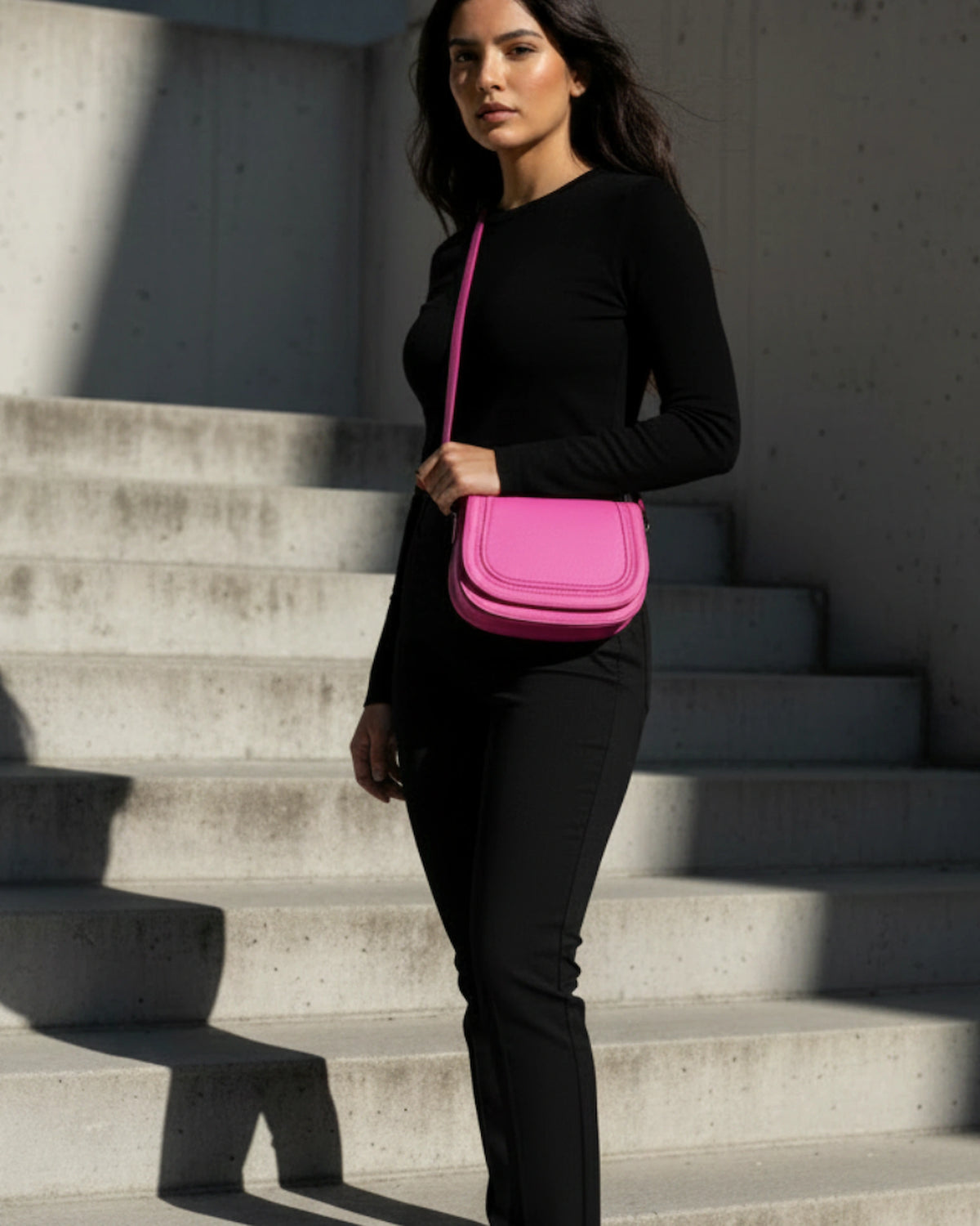 Bolso Jessie Crossbody Piel Fucsia TAUROMIO