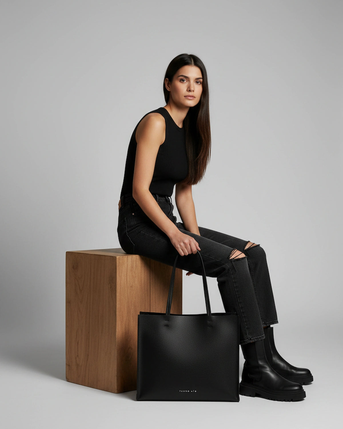 Bolso Rose Tote Piel Negro TAUROMIO
